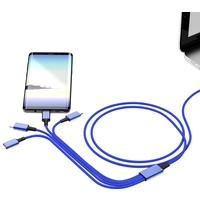 Smrter USB-Ladekabel USB-A Stecker, USB-C® Stecker, USB-C® Stecker, Apple Lightning Stecker, USB-Micro-B Stecker 1.20m Navy-Blau Smrter USB-Ladekabel USB-A Stecker, USB-C® Stecker, USB-C® Stecker, Apple Lightning Stecker, USB-Micro-B Stecker 1.20m Navy-Blau