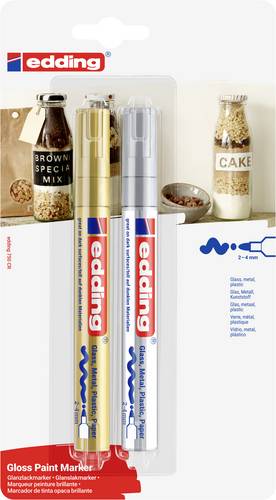 Edding 750 4-750-2-1-53-54 Lackmarker Gold, Silber 2 mm, 3 mm, 4 mm