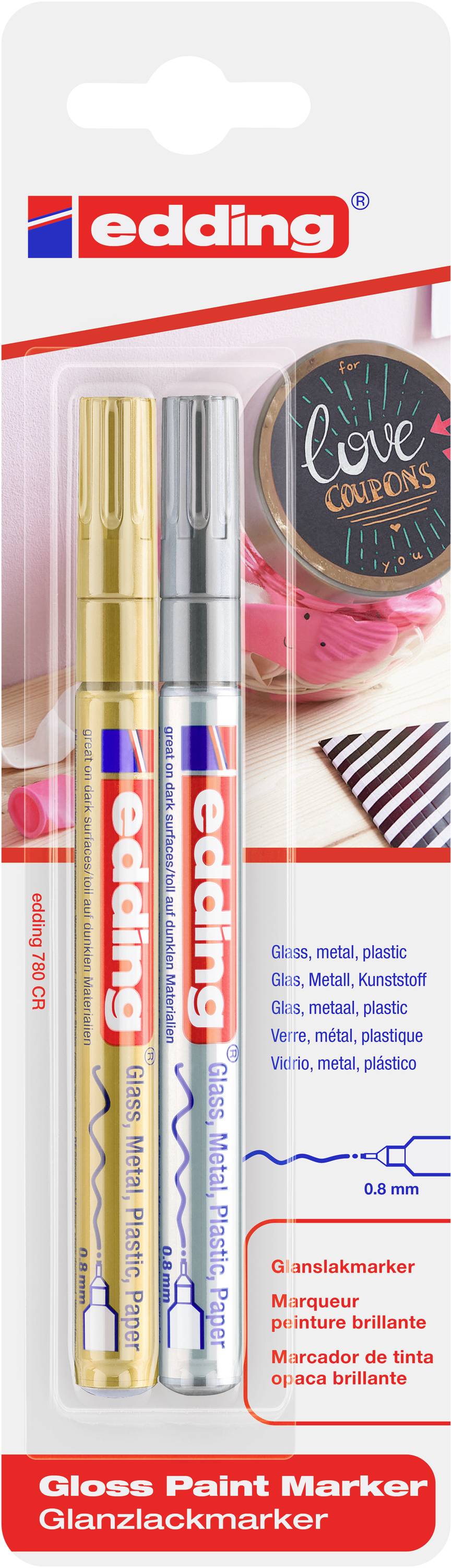 Edding 780 4-780-2-1-53-54 Lackmarker Gold, Silber 0.8mm