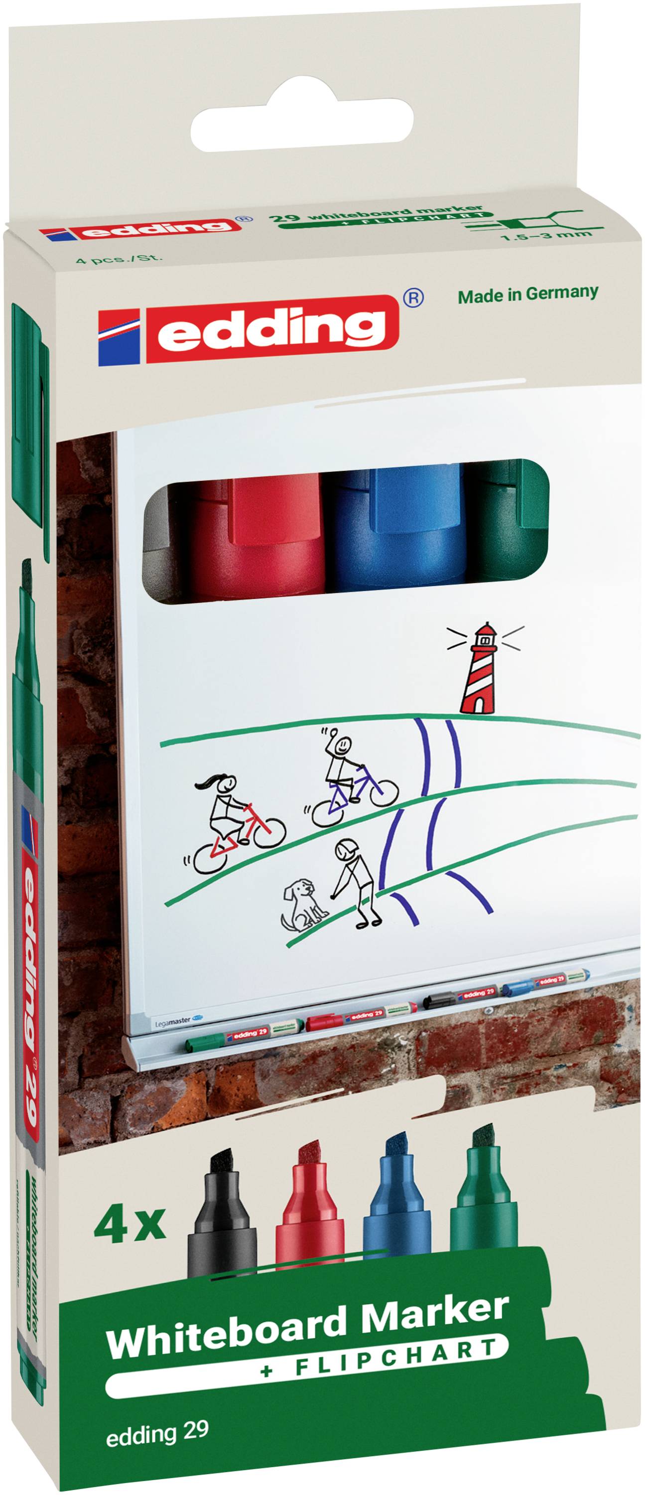 Edding 29 4-29-4 Whiteboardmarker Set Blau, Grün, Rot, Schwarz 4St.