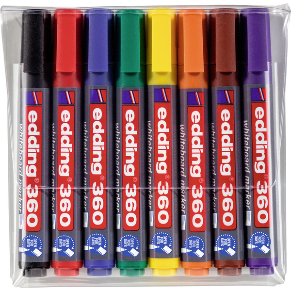 Edding 360 4-360-8 Set de marqueurs pour tableau blanc bleu, vert, rouge, noir, marron, jaune, orange, violet 8 pc(s)