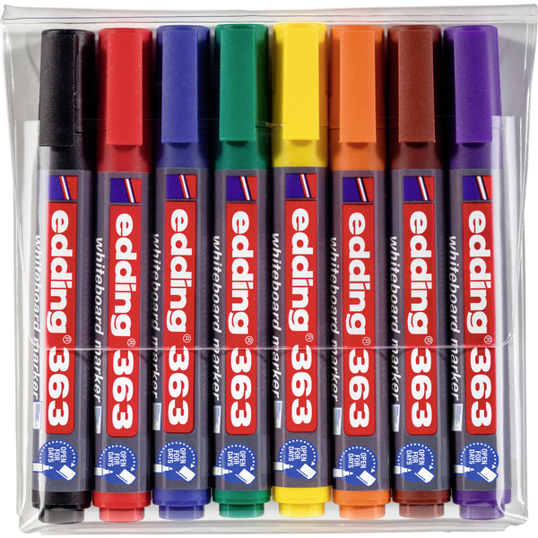 Edding 363 4-363-8 Set de marqueurs pour tableau blanc bleu, marron, jaune, vert, orange, rouge, noir, violet 8 pc(s)