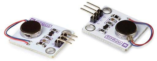 Zwei Vibrationsmotoren auf weißen Modulen mit Anschlusspins und farbigen Kabeln.