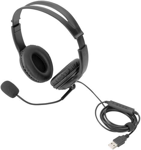 Digitus DA-12204 Computer On Ear Headset kabelgebunden Stereo Schwarz Mikrofon-Rauschunterdrückung,
