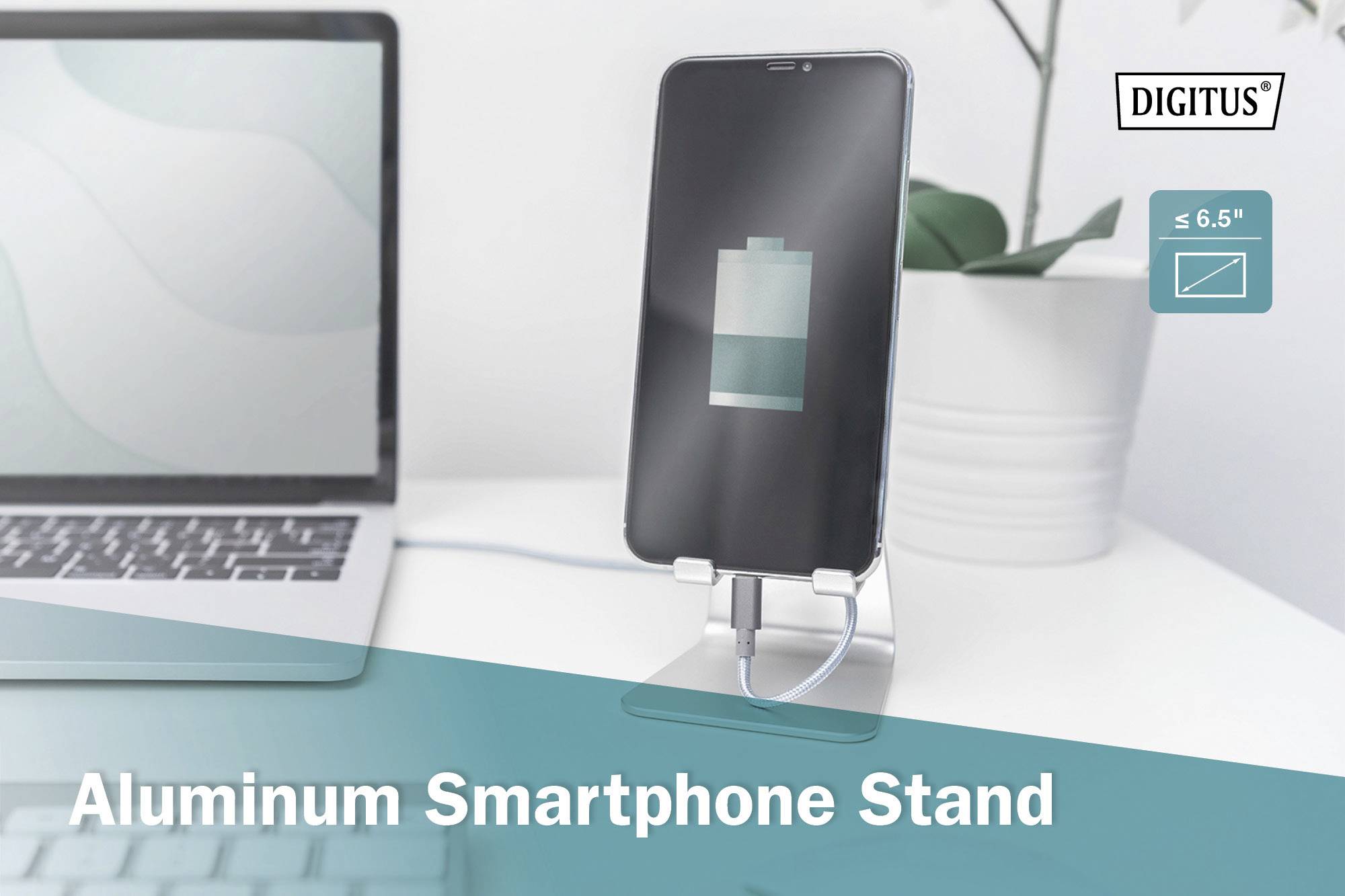 Digitus DA-90418 Handy Ständer Aluminium, Aluminium (gebürstet), Aluminium (hell), Aluminium-Grau, Silber