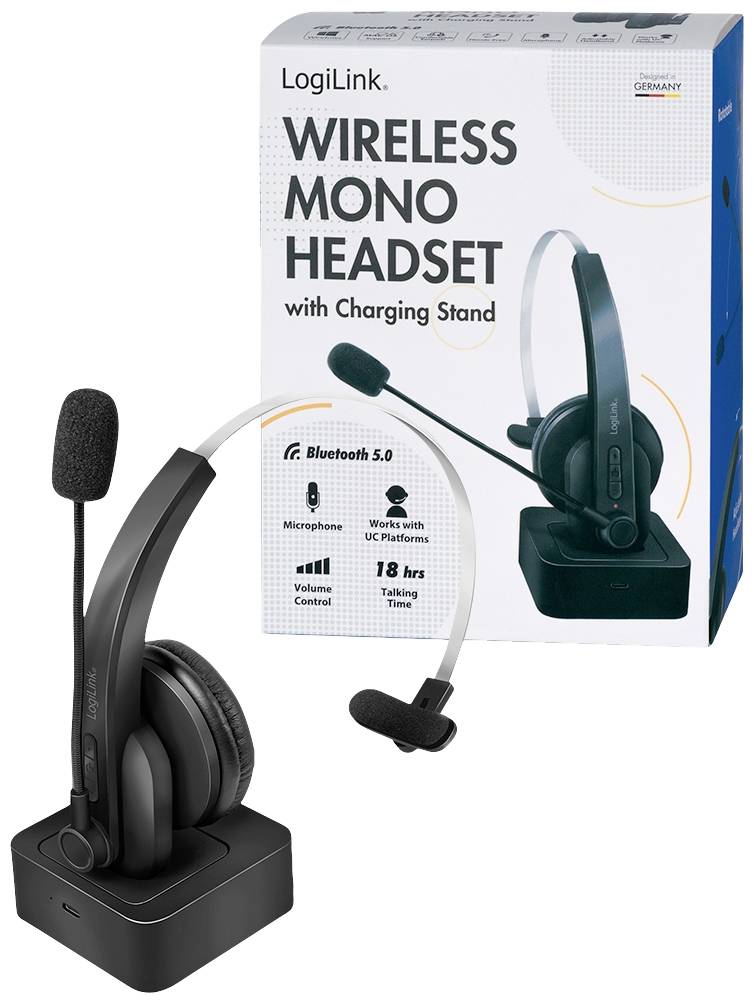 LogiLink BT0059 On Ear Headset Bluetooth® Mono Schwarz Telefon
