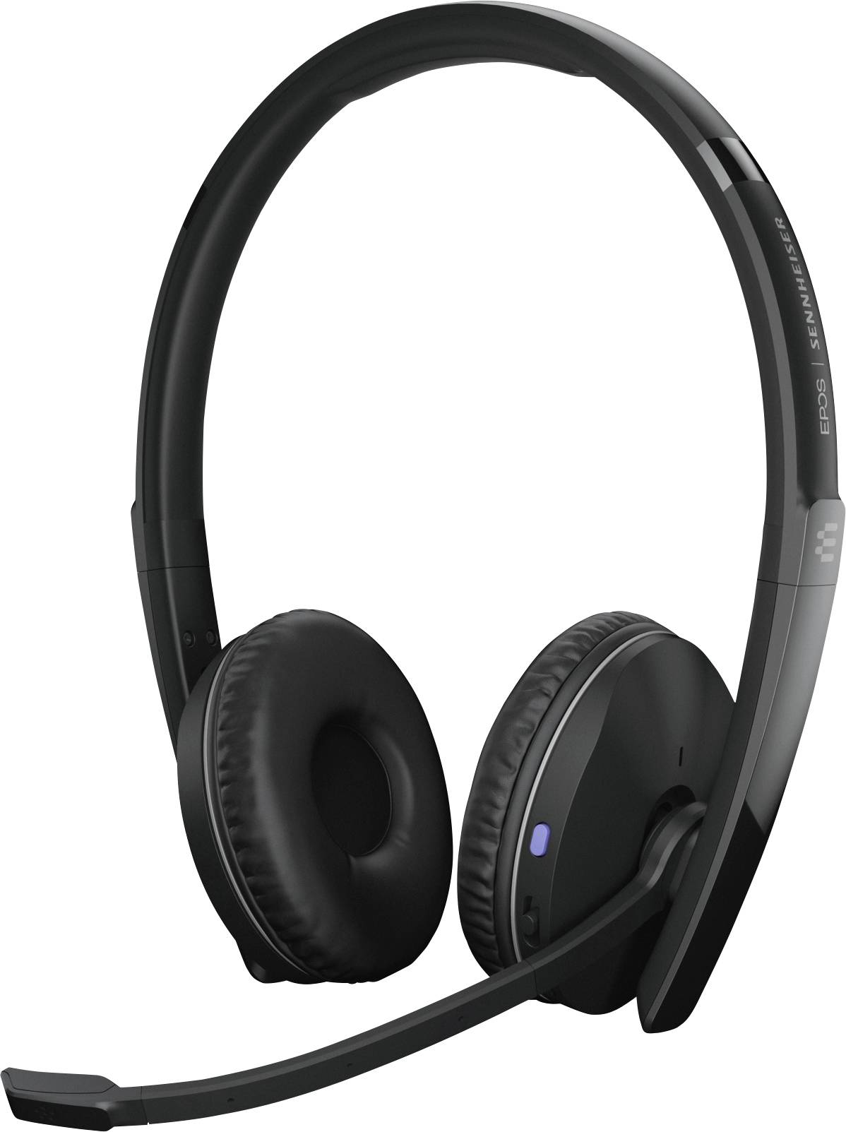 Schwarzes Over-Ear-Headset mit Mikrofonarm, geeignet für Kommunikationsanwendungen wie Anrufe oder Online-Meetings.