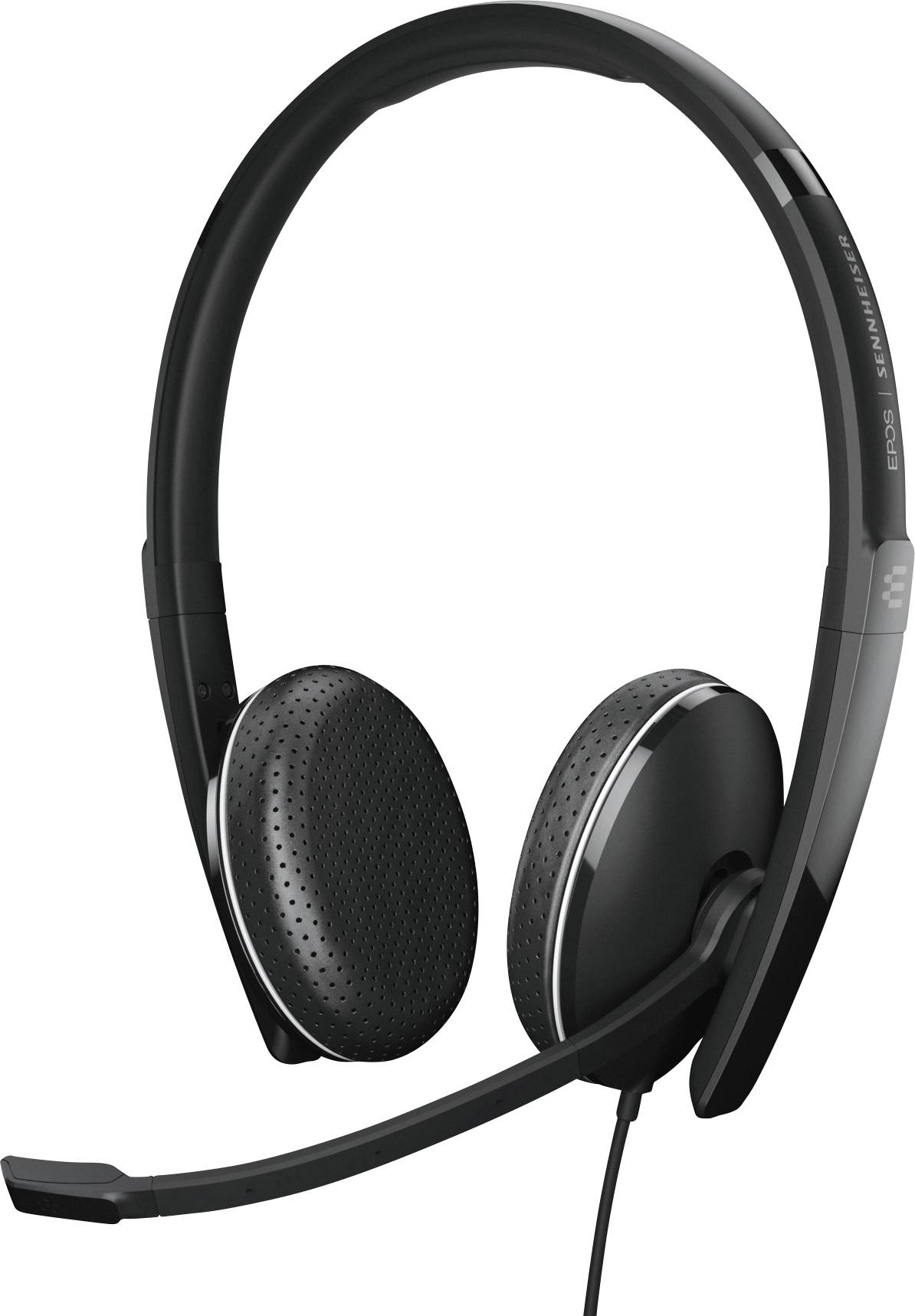 Schwarzes Headset mit Mikrofon. Over-Ear-Design, geeignet für Telefonate oder Online-Meetings.