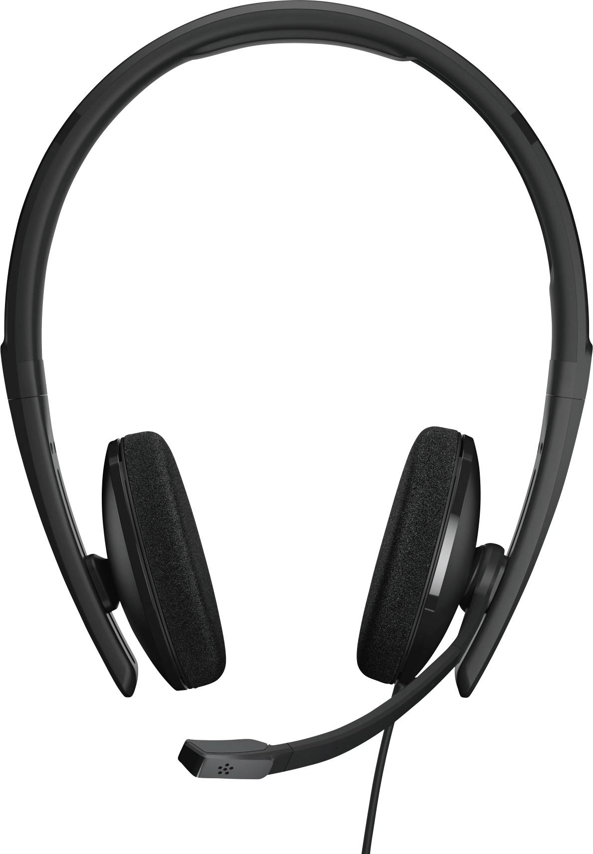 Schwarzes Headset mit einem Mikrofon an einem einstellbaren Bügel, geeignet für Telefonkonferenzen oder Computerspiele.
