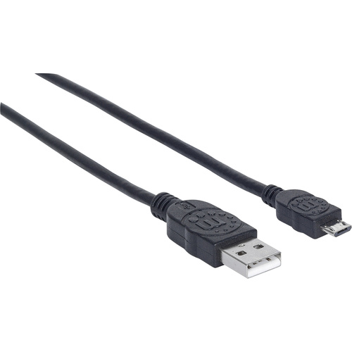 Manhattan USB-Kabel USB 2.0 USB-Micro-B Stecker, USB-A Stecker 3.00m Schwarz 325684