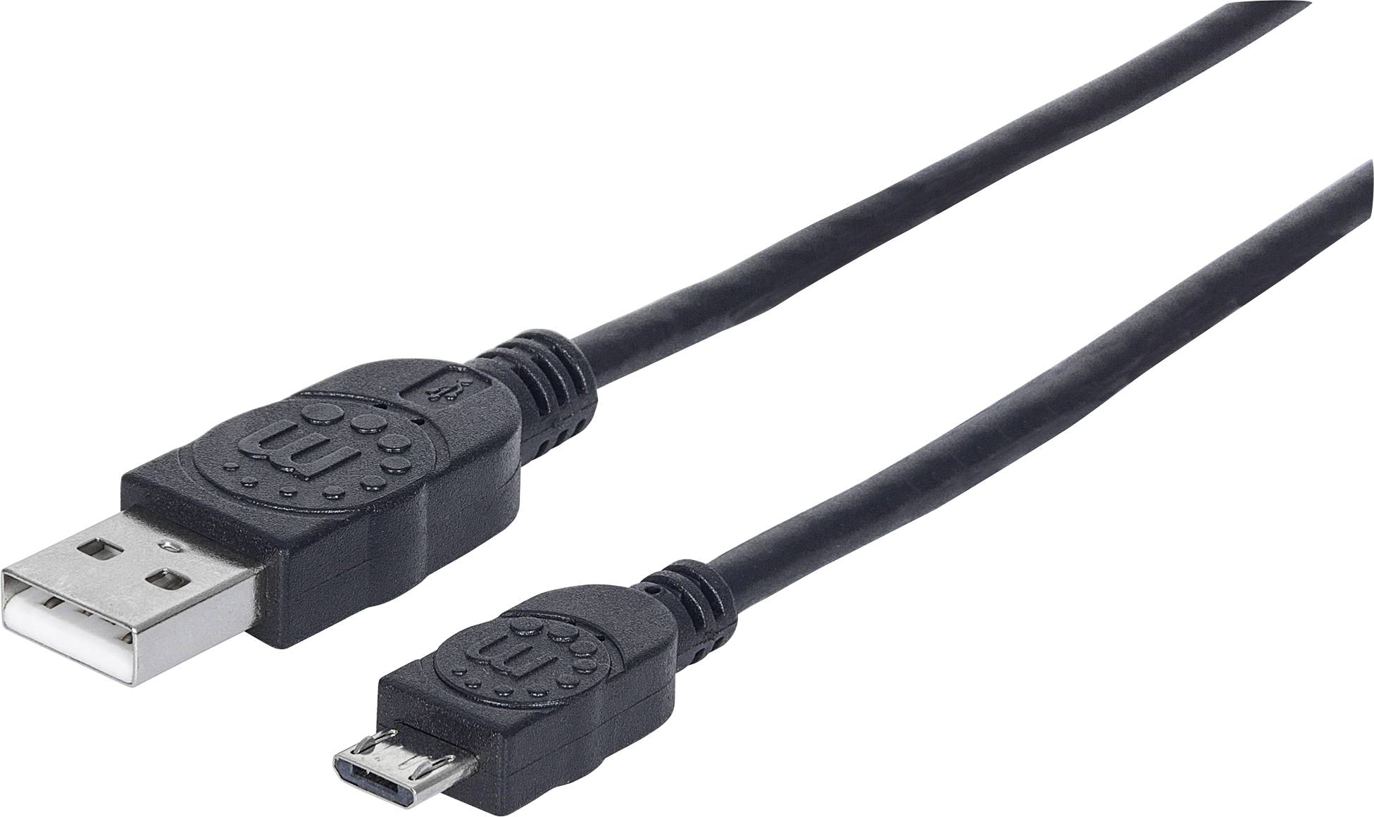 Manhattan USB-Kabel USB 2.0 USB-Micro-B Stecker, USB-A Stecker 3.00 m Schwarz 325684