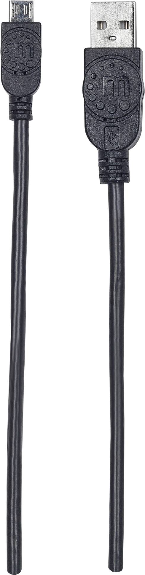 Manhattan USB-Kabel USB 2.0 USB-Micro-B Stecker, USB-A Stecker 3.00 m Schwarz 325684