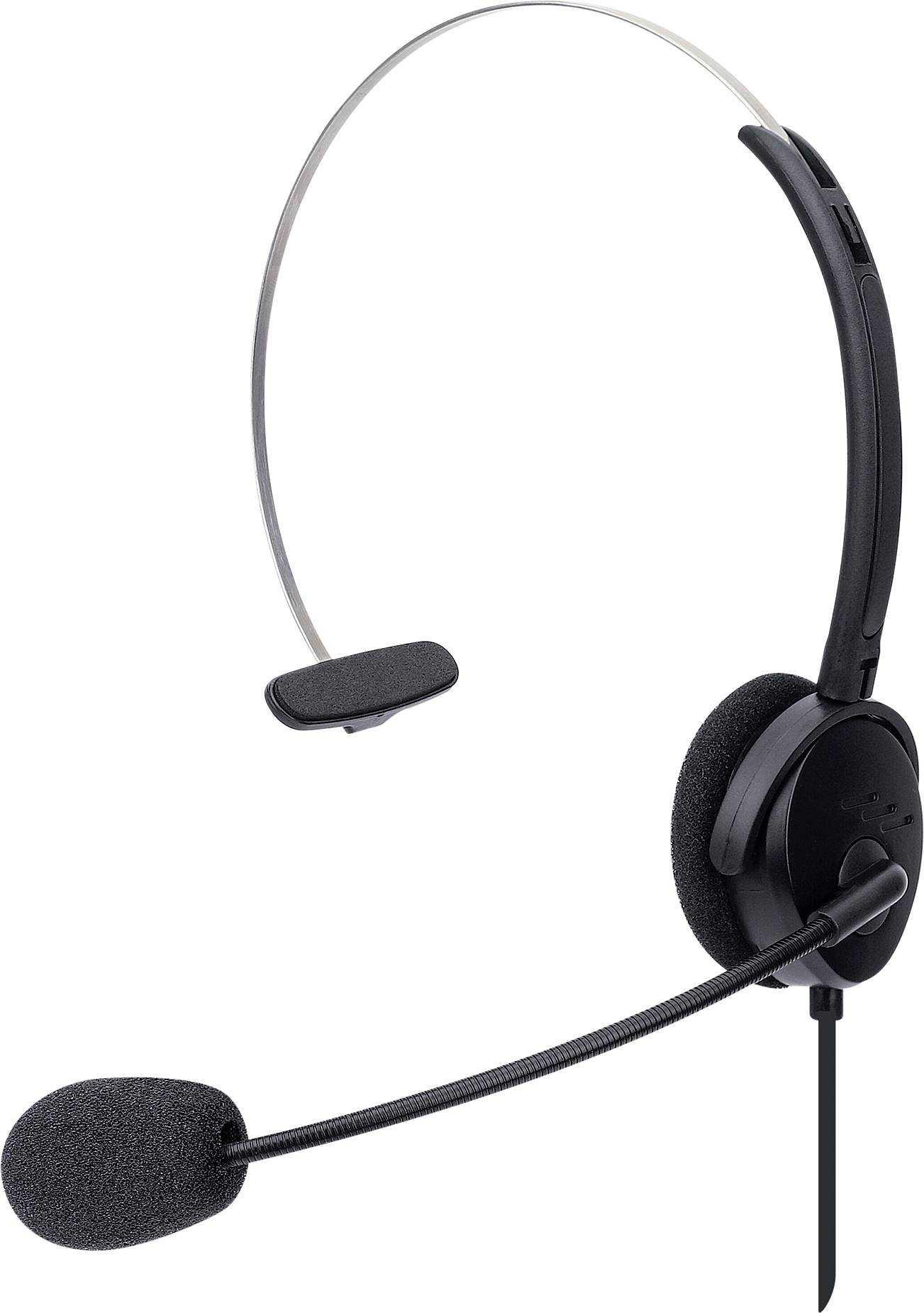 Manhattan Mono USB-Headset On-Ear kabelgebunden USB-A-Stecker Lautstärkeregelung schwarz On Ear Headset kabelgebunden Mono Schwarz Lautstärkeregel