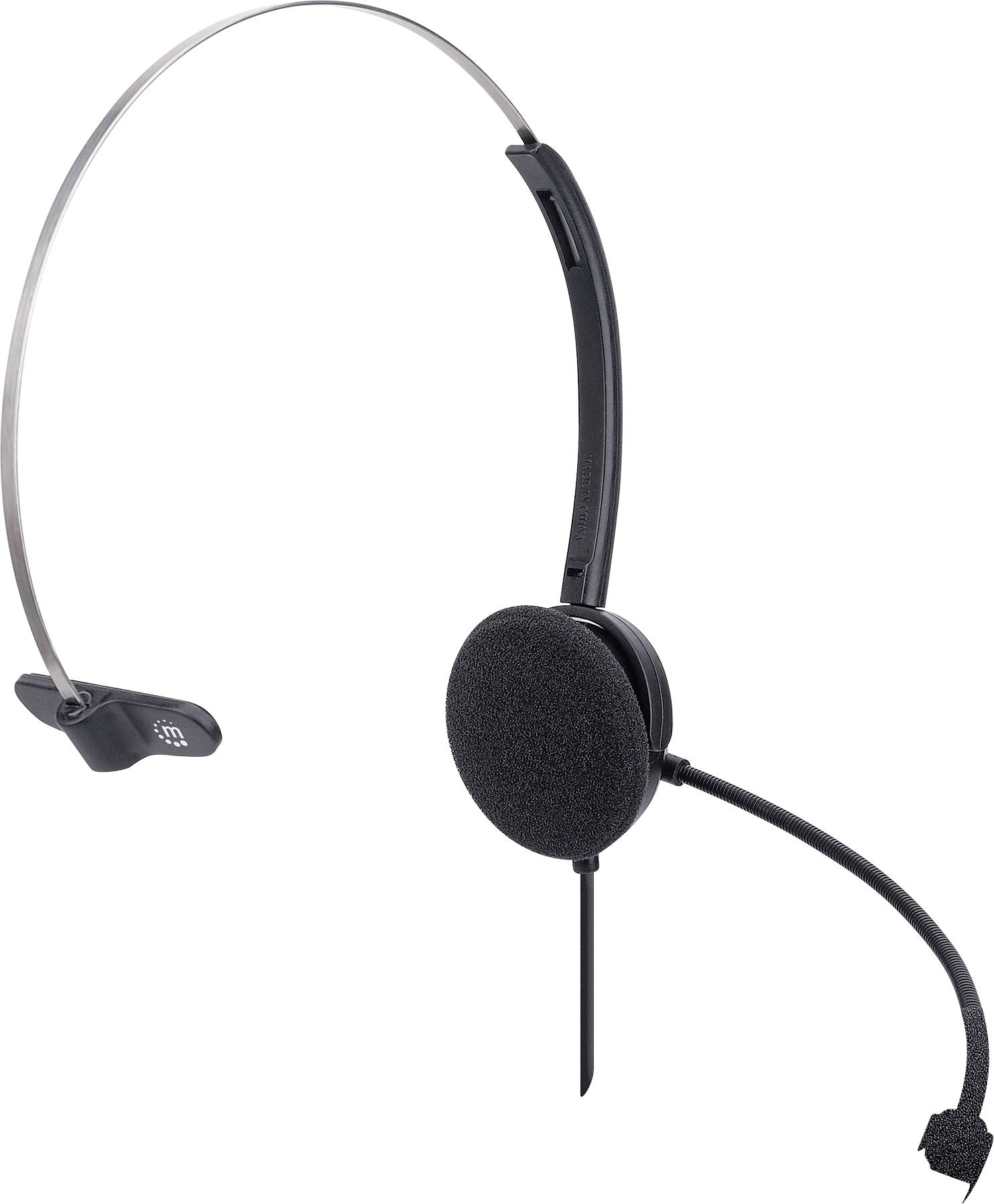 Manhattan Mono USB-Headset On-Ear kabelgebunden USB-A-Stecker Lautstärkeregelung schwarz On Ear Headset kabelgebunden Mono