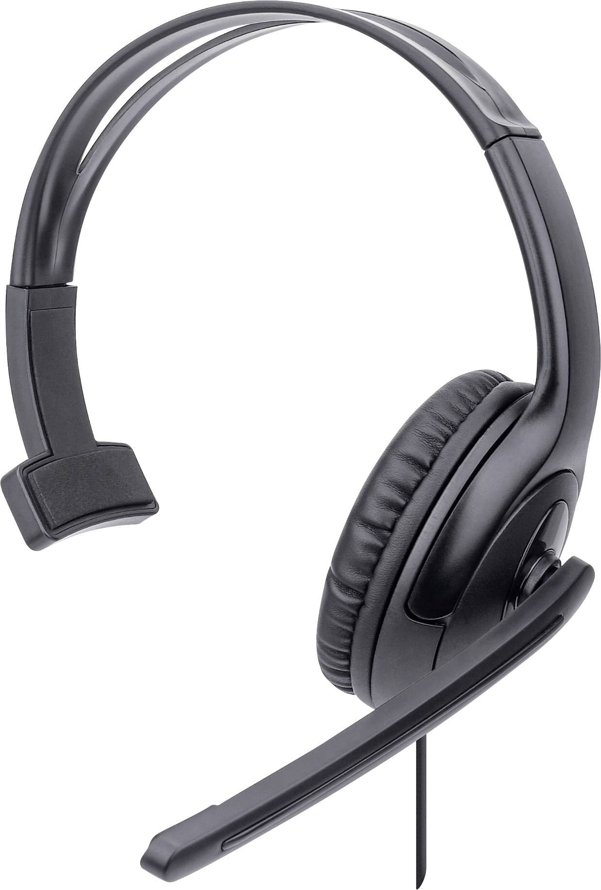 Manhattan Mono USB-Headset Over-Ear kabelgebunden USB-A-Stecker Lautstärkeregelung schwarz Computer Over Ear Headset kabelgebunden Mono Schwarz Lau