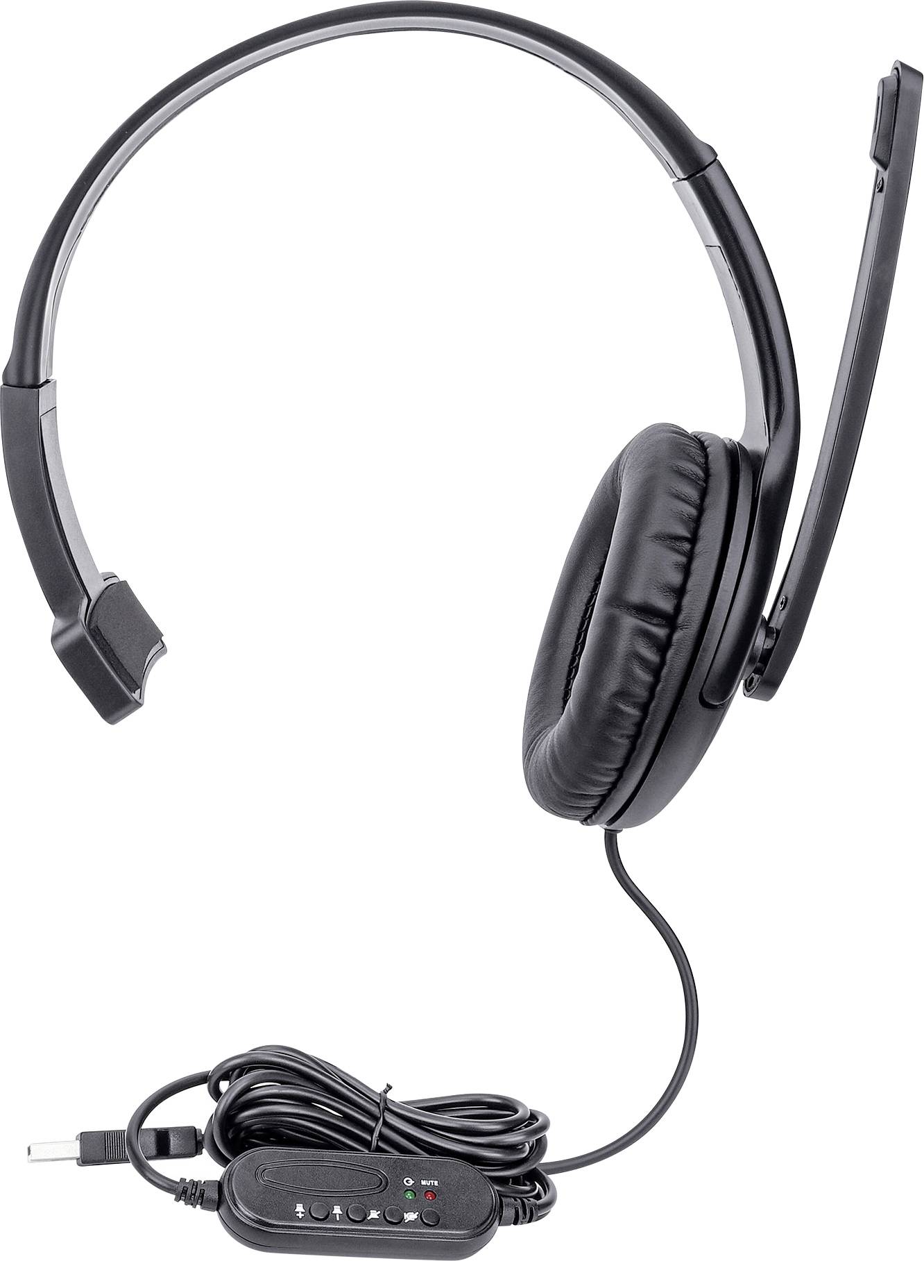 Manhattan Mono USB-Headset Over-Ear kabelgebunden USB-A-Stecker Lautstärkeregelung schwarz Computer Over Ear Headset kabelgebunden Mono Schwarz Lau
