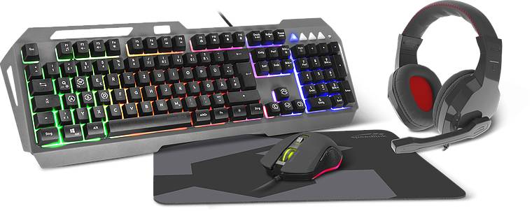 SpeedLink LUNERA Kabelgebunden, USB Gaming-Tastatur, Maus-Set Beleuchtet, Multimediatasten Deutsch, QWERTZ Schwarz
