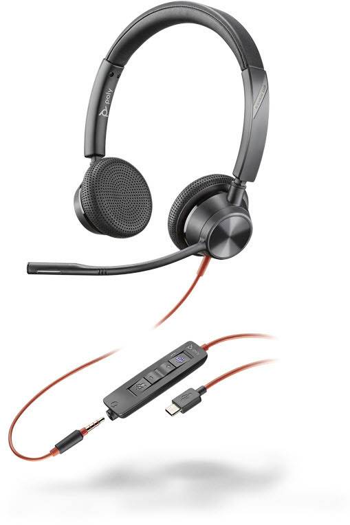Plantronics Blackwire 3325-M Telefon On Ear Headset kabelgebunden Stereo Schwarz Noise Cancelling Lautstärkeregelung