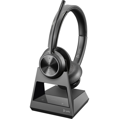 POLY SAVI 7320 Telefon On Ear Headset DECT Stereo Schwarz Mikrofon-Rauschunterdrückung Mikrofon-Stummschaltung