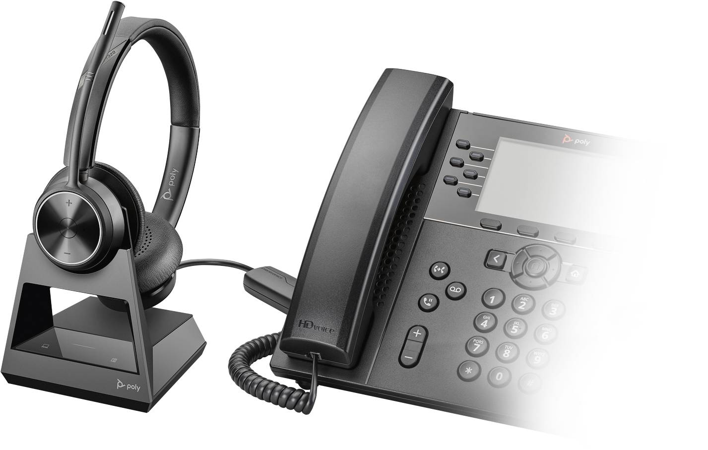 HP Poly SAVI 7320 On Ear Headset DECT Stereo Schwarz Mikrofon-Rauschunterdrückung Mikrofon-Stummschaltung Telefon