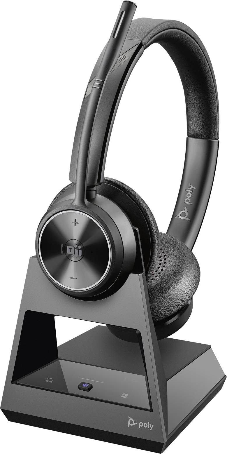 HP Poly SAVI 7320 On Ear Headset DECT Stereo Schwarz Mikrofon-Rauschunterdrückung Mikrofon-Stummschaltung Telefon
