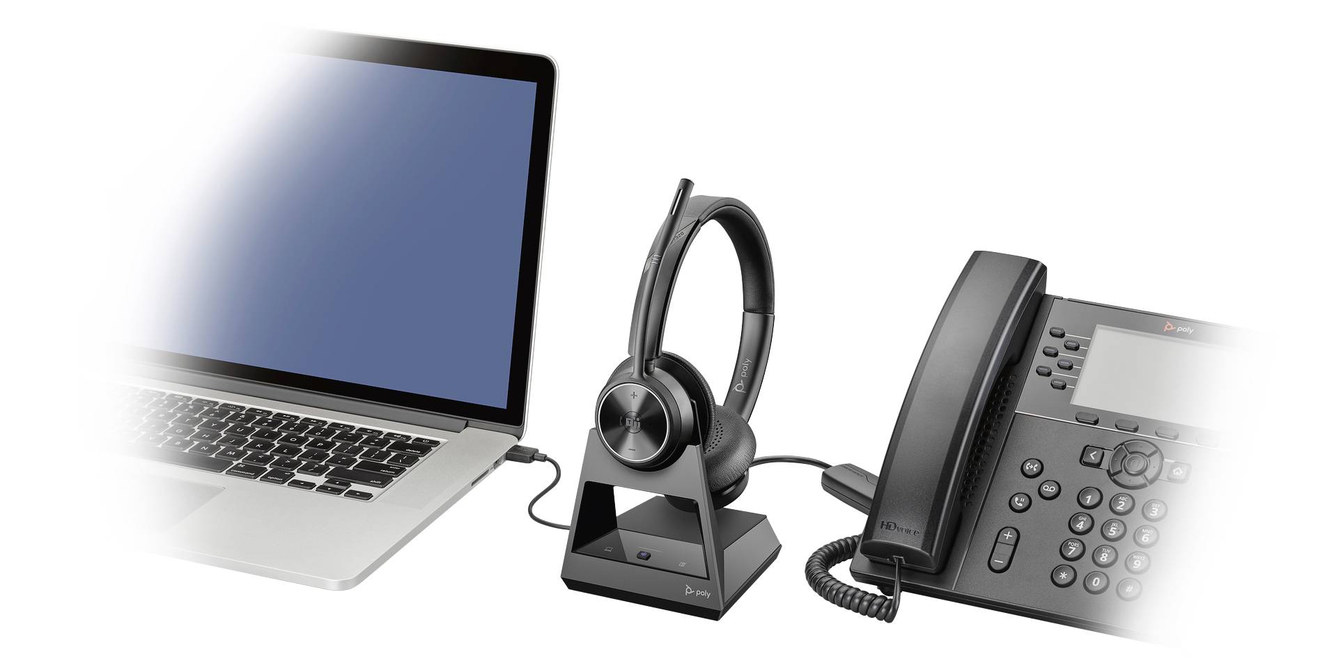 HP Poly SAVI 7320 On Ear Headset DECT Stereo Schwarz Mikrofon-Rauschunterdrückung Mikrofon-Stummschaltung Telefon