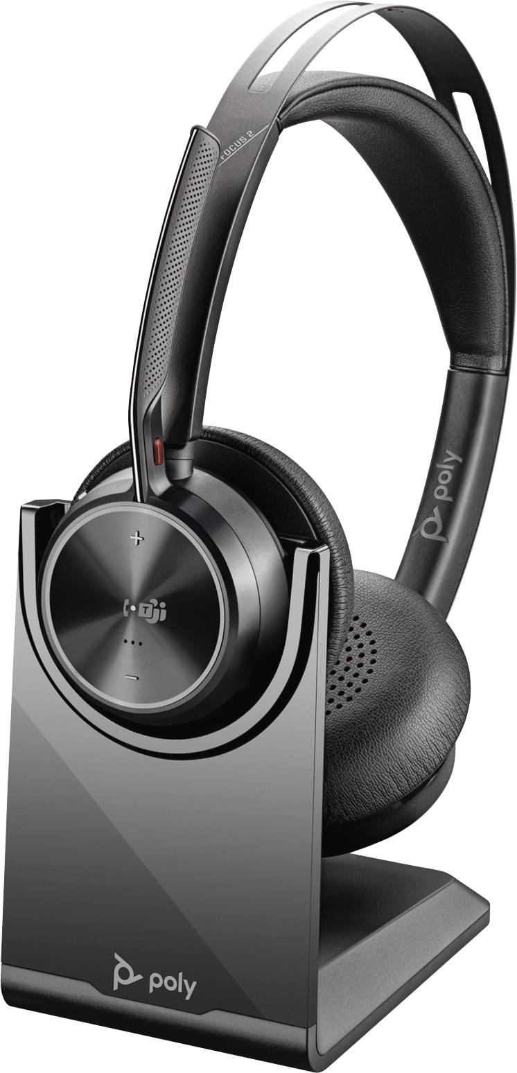 POLY VOYAGER FOCUS 2 Telefon On Ear Headset Bluetooth®, kabelgebunden Stereo Schwarz Mikrofon-Rauschunterdrückung, Noise