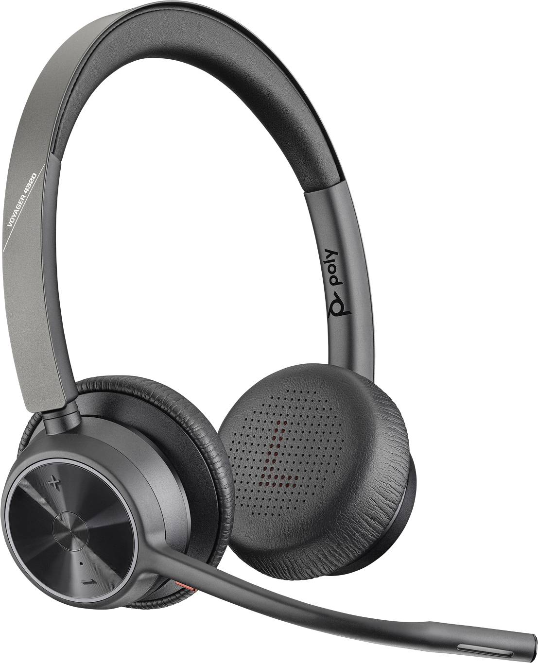 POLY VOYAGER 4320 UC Telefon On Ear Headset Bluetooth® Stereo Schwarz Mikrofon-Rauschunterdrückung, Noise Cancelling