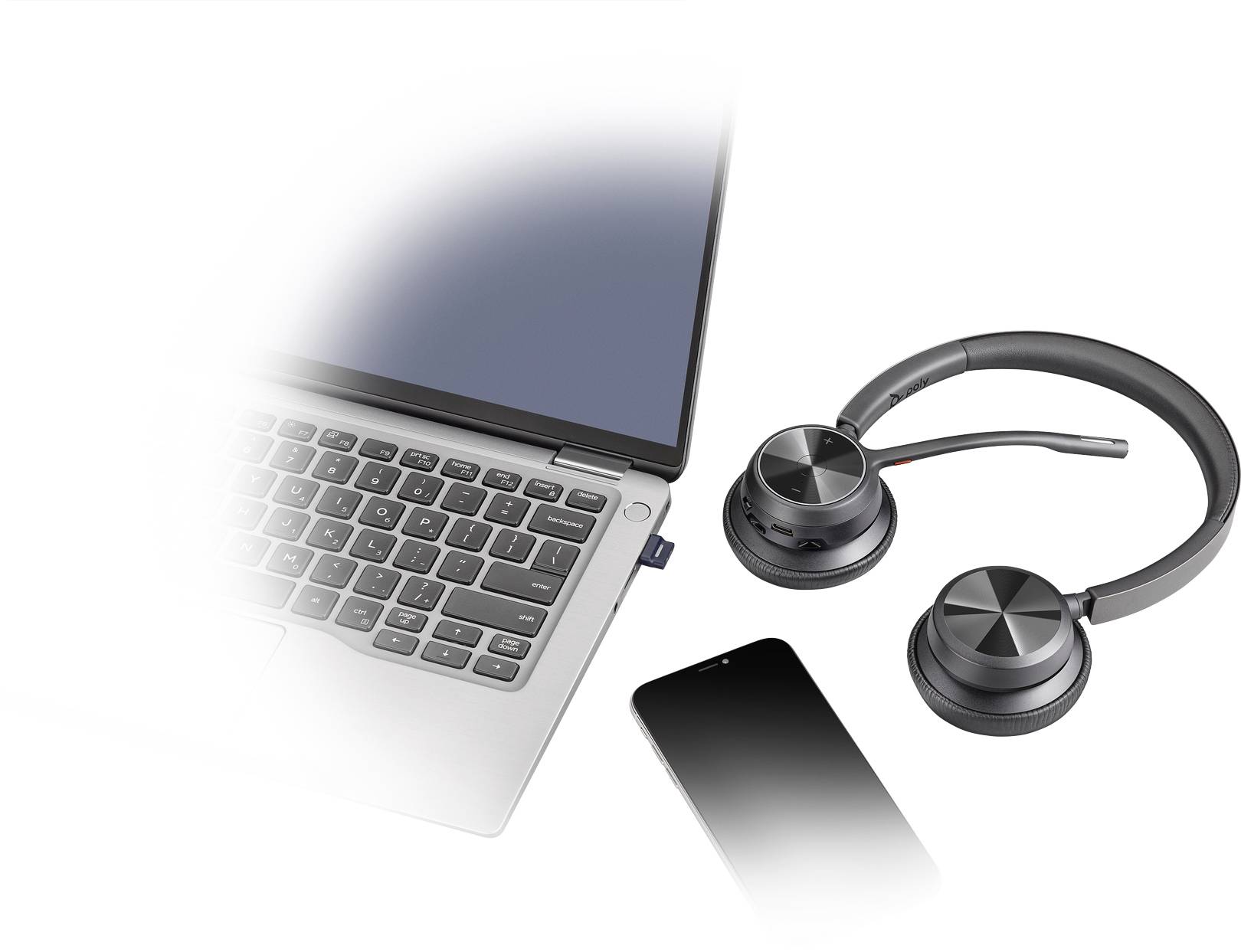 HP Poly VOYAGER 4320 UC On Ear Headset Bluetooth® Stereo Schwarz Mikrofon-Rauschunterdrückung, Noise Cancelling Mikrofon-Stummschaltung Telefon