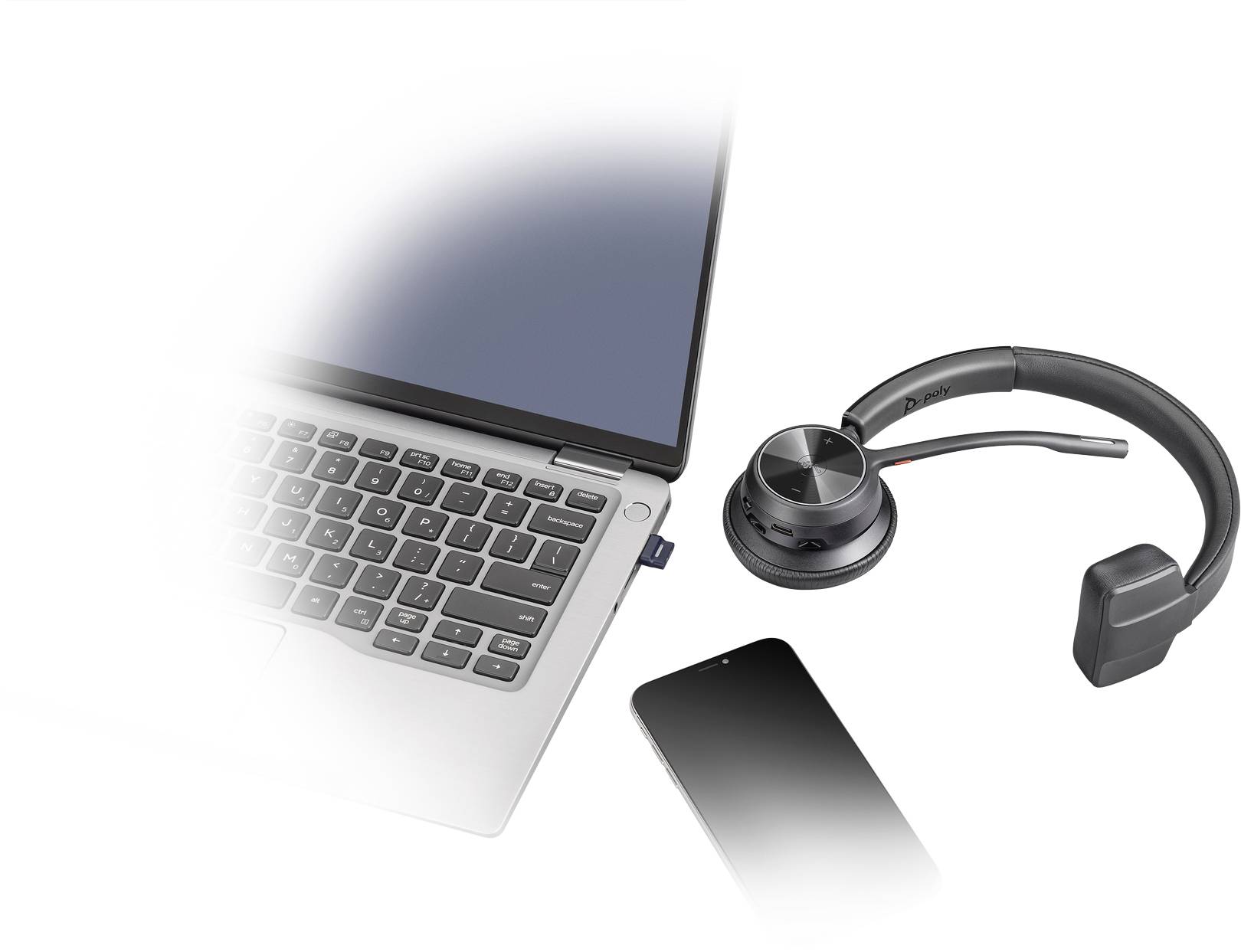 POLY VOYAGER 4310 UC Telefon On Ear Headset Bluetooth®, kabelgebunden Mono Schwarz Mikrofon-Rauschunterdrückung, Noise Cancelling