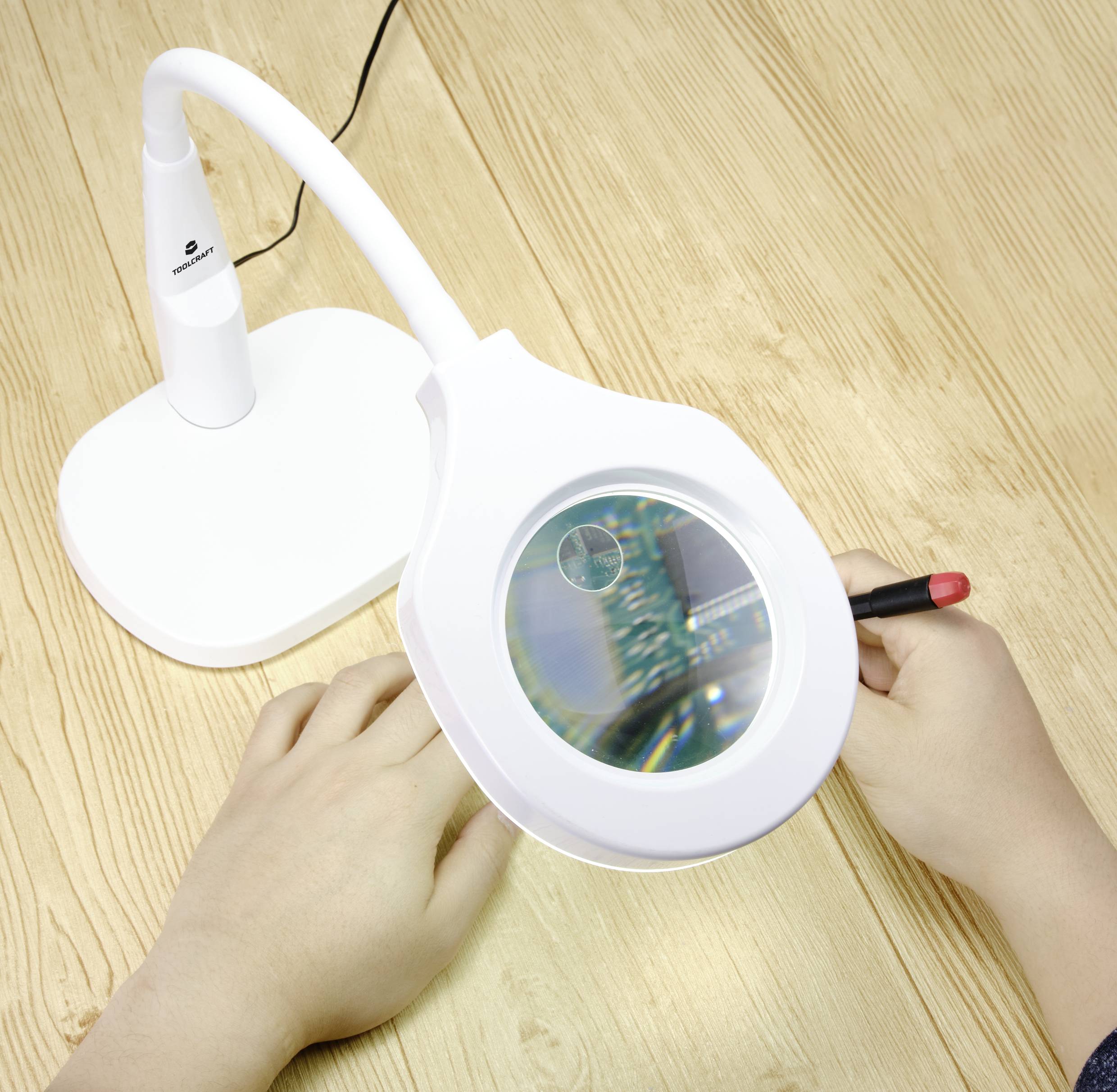 TOOLCRAFT TO-7447449 2-in-1 Lupenleuchte Vergrößerungsfaktor=1.75 x, 3 x 85mm 2021 Energieeffizienzklasse n.rel