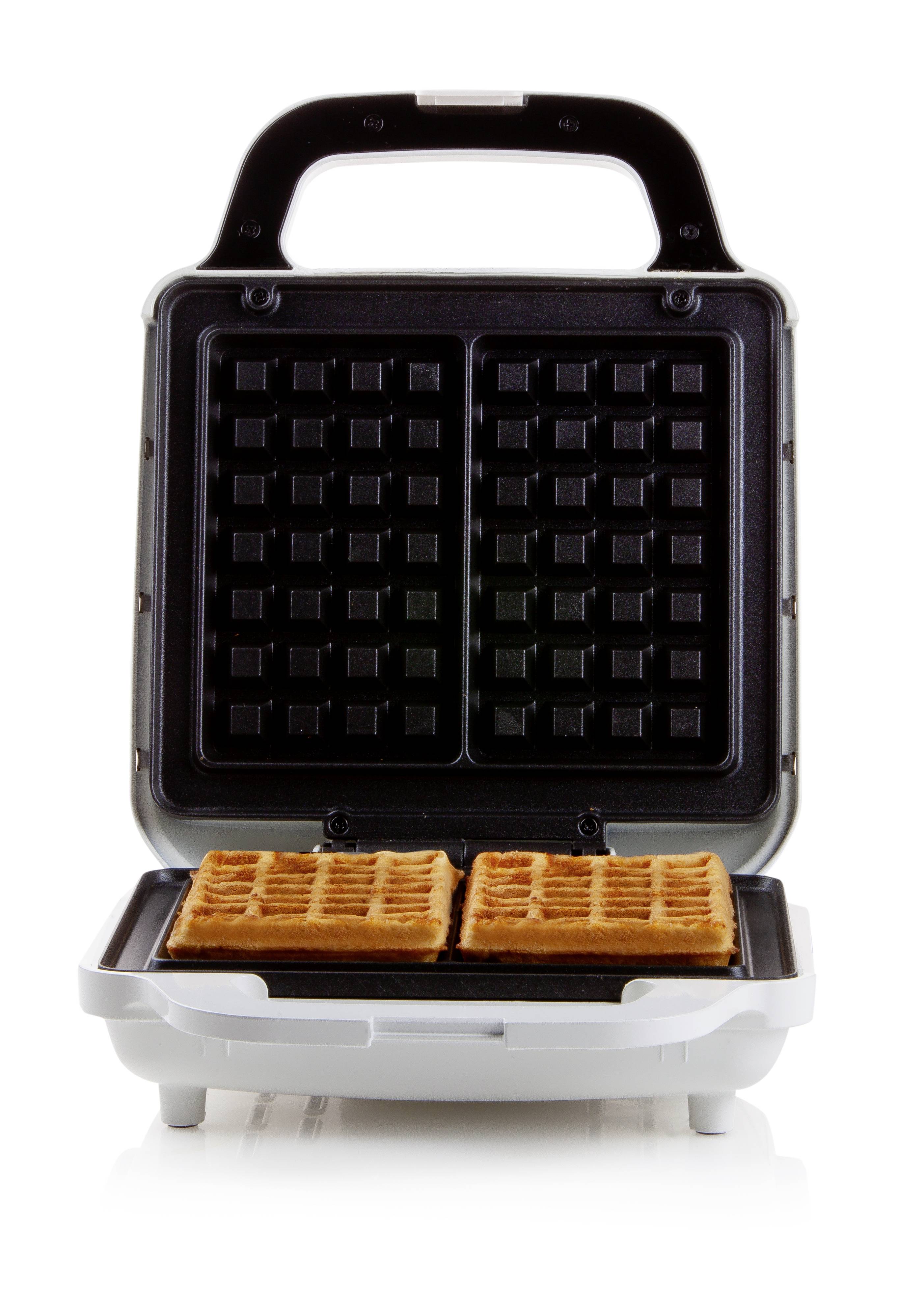 DOMO DO9222W XL Tasty Waffeleisen Kontrollleuchte, klappbar, Antihaftbeschichtung Weiß