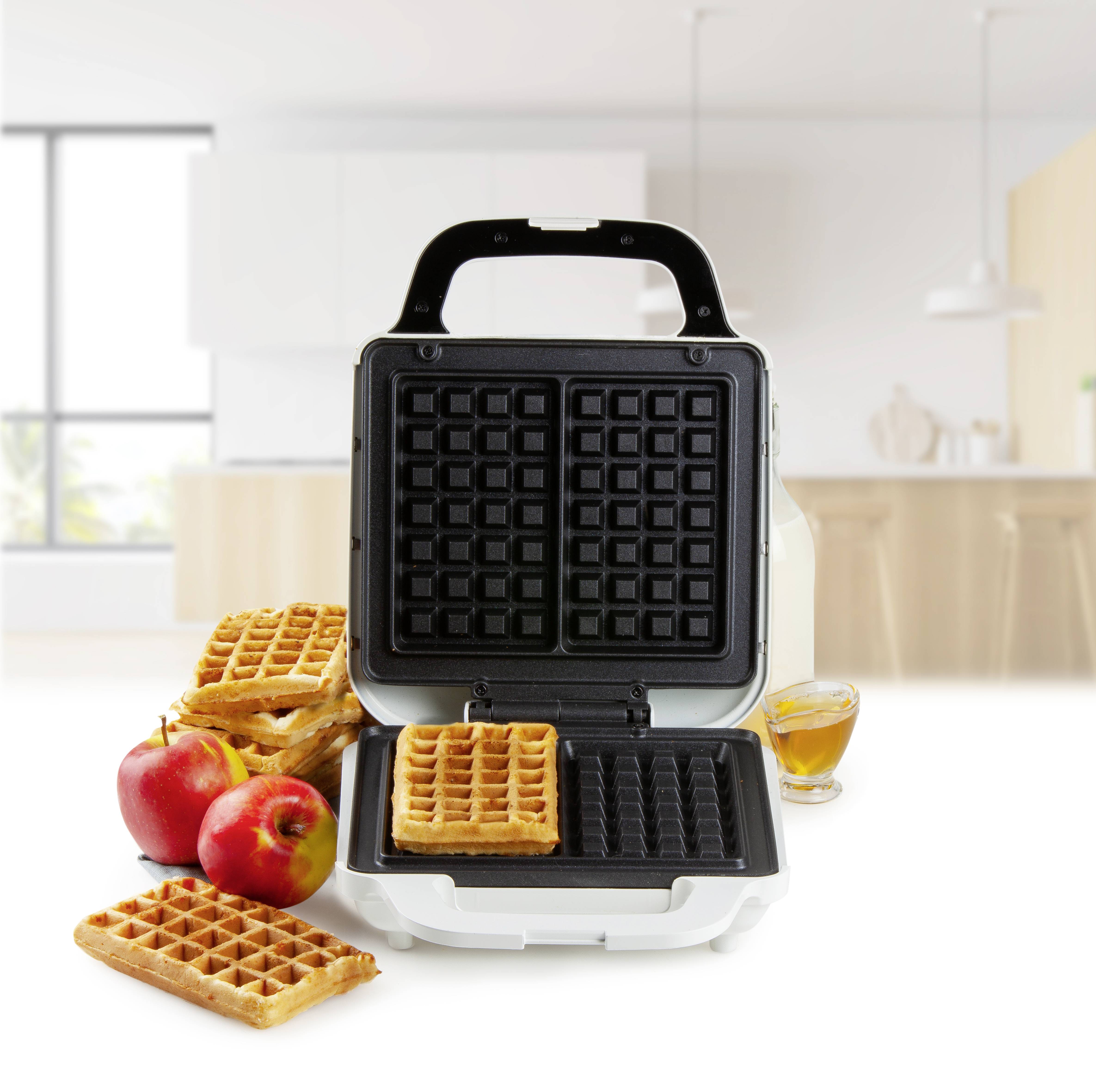 DOMO DO9222W XL Tasty Waffeleisen Kontrollleuchte, klappbar, Antihaftbeschichtung Weiß