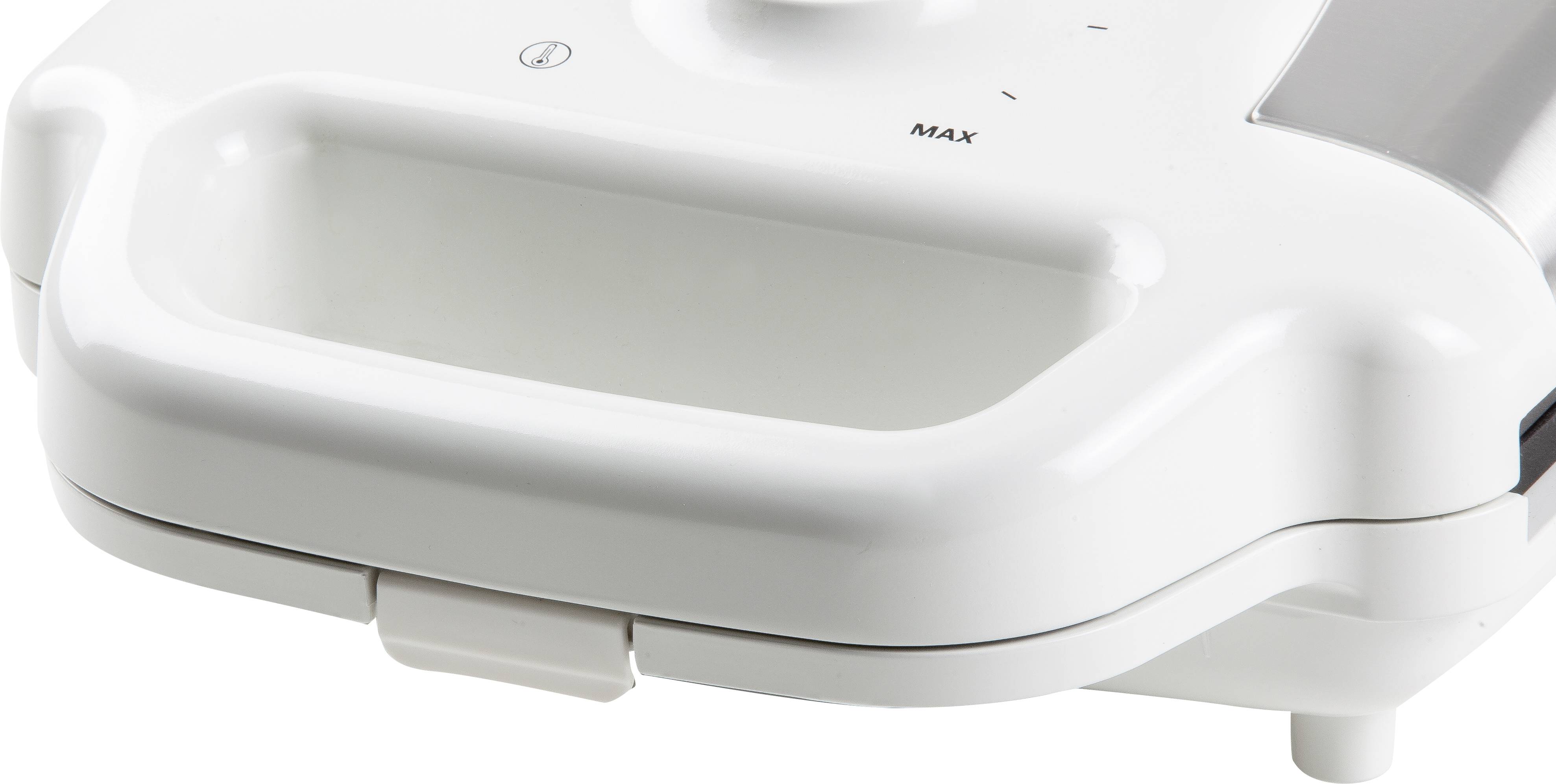 DOMO DO9222W XL Tasty Waffeleisen Kontrollleuchte, klappbar, Antihaftbeschichtung Weiß