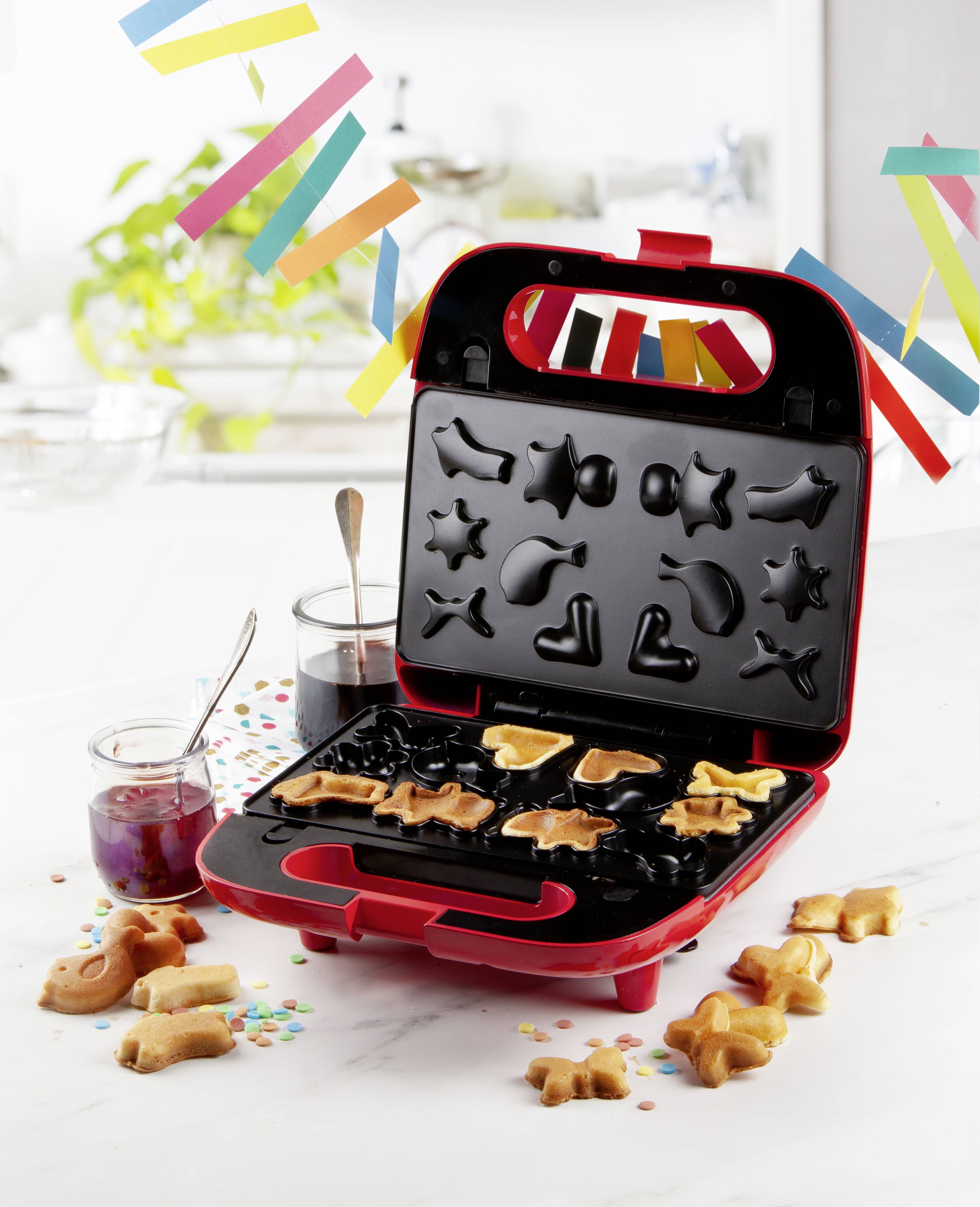 DOMO Snack Party 5in1 Sandwich-Toaster Cool-Touch-Gehäuse, Antihaftbeschichtung Rot