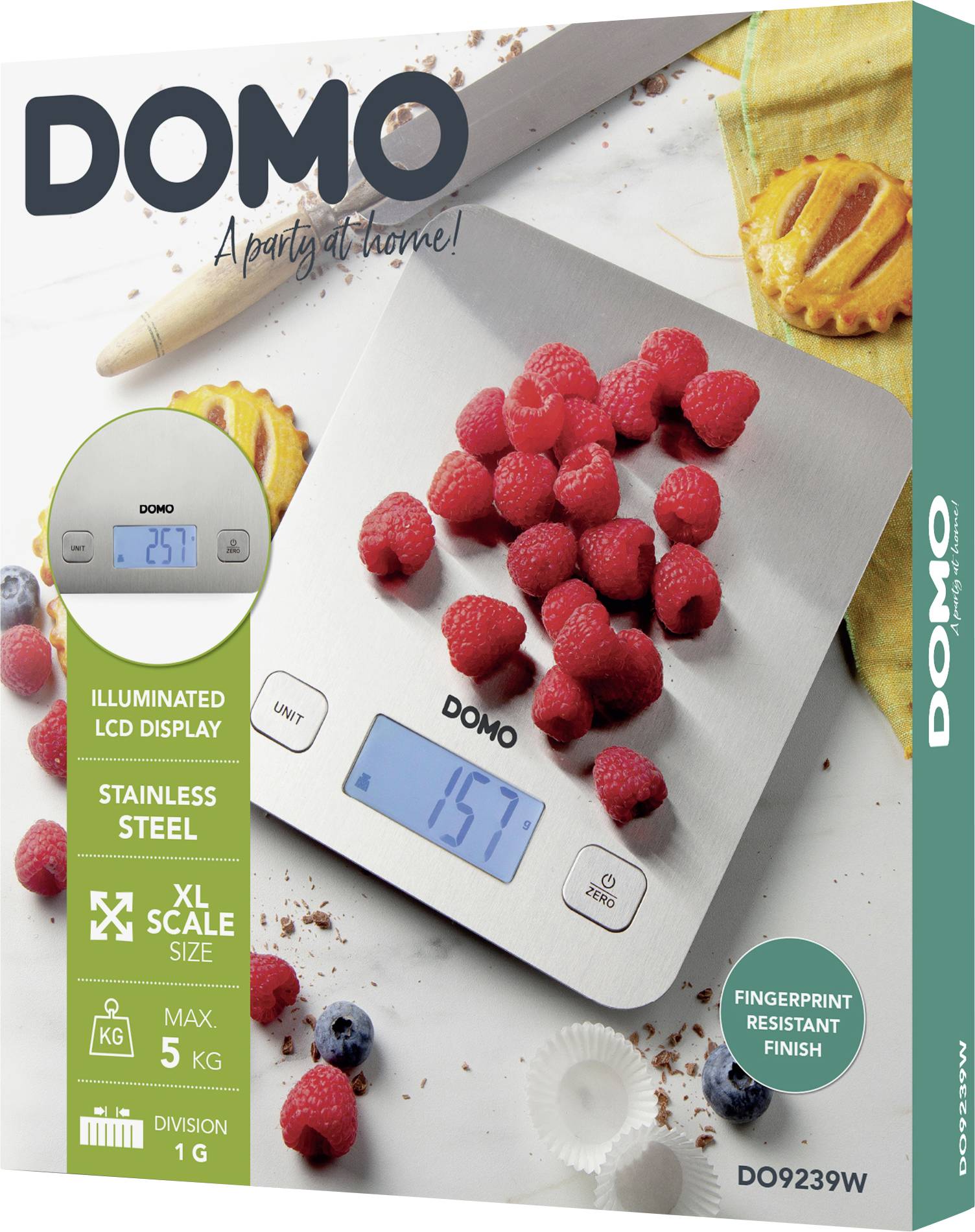 DOMO DO9239W Küchenwaage digital Wägebereich (max.)=5 kg Weiß 217 x 187 x 16.5