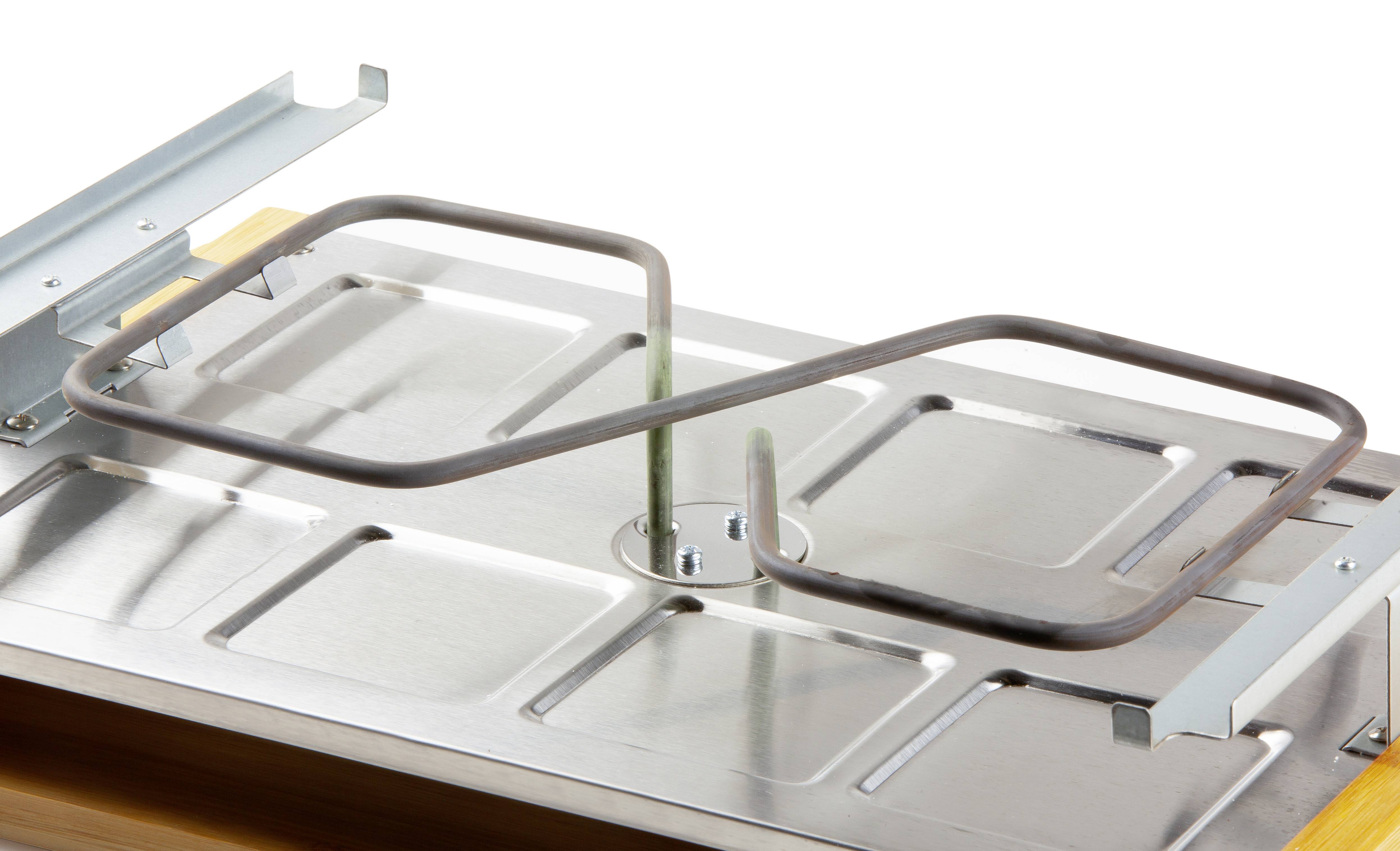 DOMO DO9246G Raclette 8Pfännchen, Antihaftbeschichtung, Kontrollleuchte Schwarz, Holz