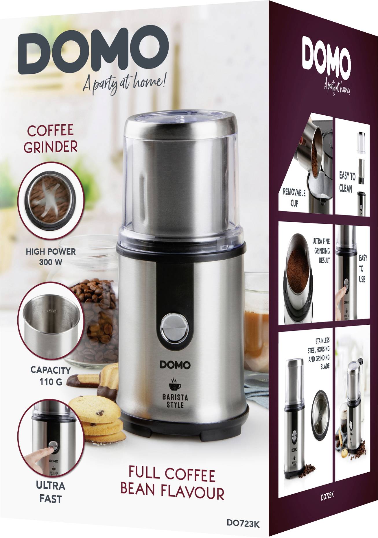 DOMO DO723K Kaffeemühle Silber