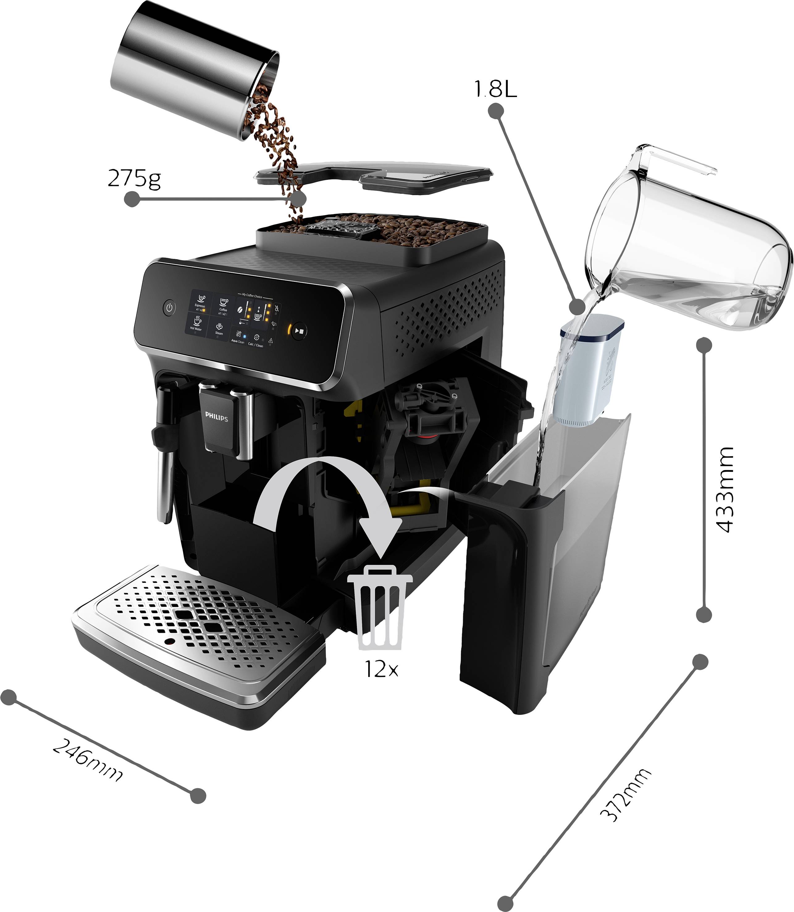 Philips Home EP2221/40 EP2221/40 Kaffeevollautomat Schwarz