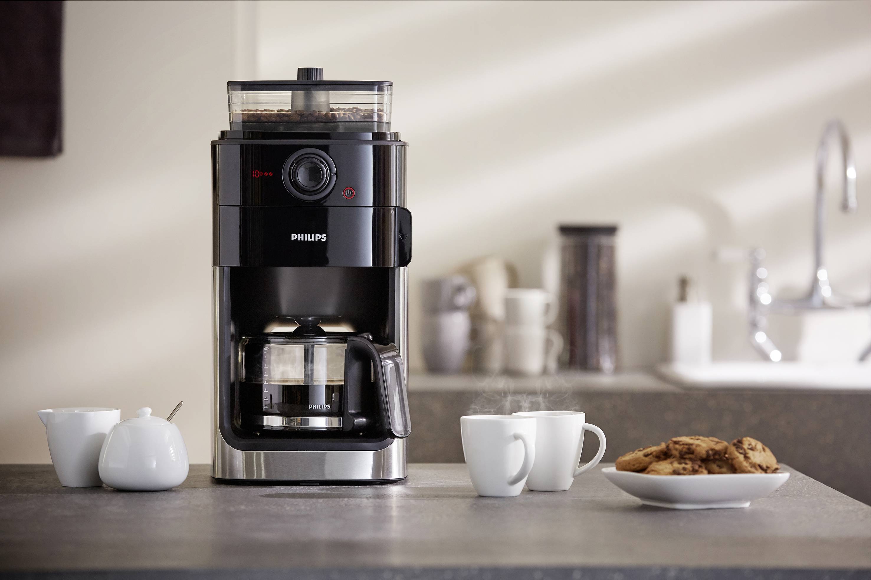 Philips Home HD7767/00 Kaffeemaschine Schwarz mit Mahlwerk