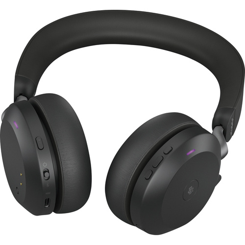 Jabra Evolve2 75 Telefon On Ear Headset Bluetooth®, kabelgebunden Schwarz Batterieladeanzeige, Mikrofon-Stummschaltung