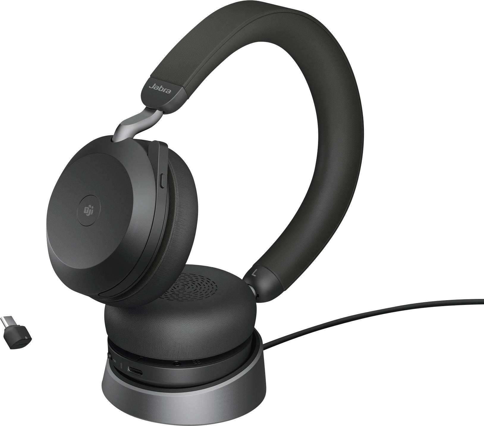 Jabra Evolve2 75 On Ear Headset kabelgebunden Schwarz Batterieladeanzeige, Mikrofon-Stummschaltung Telefon