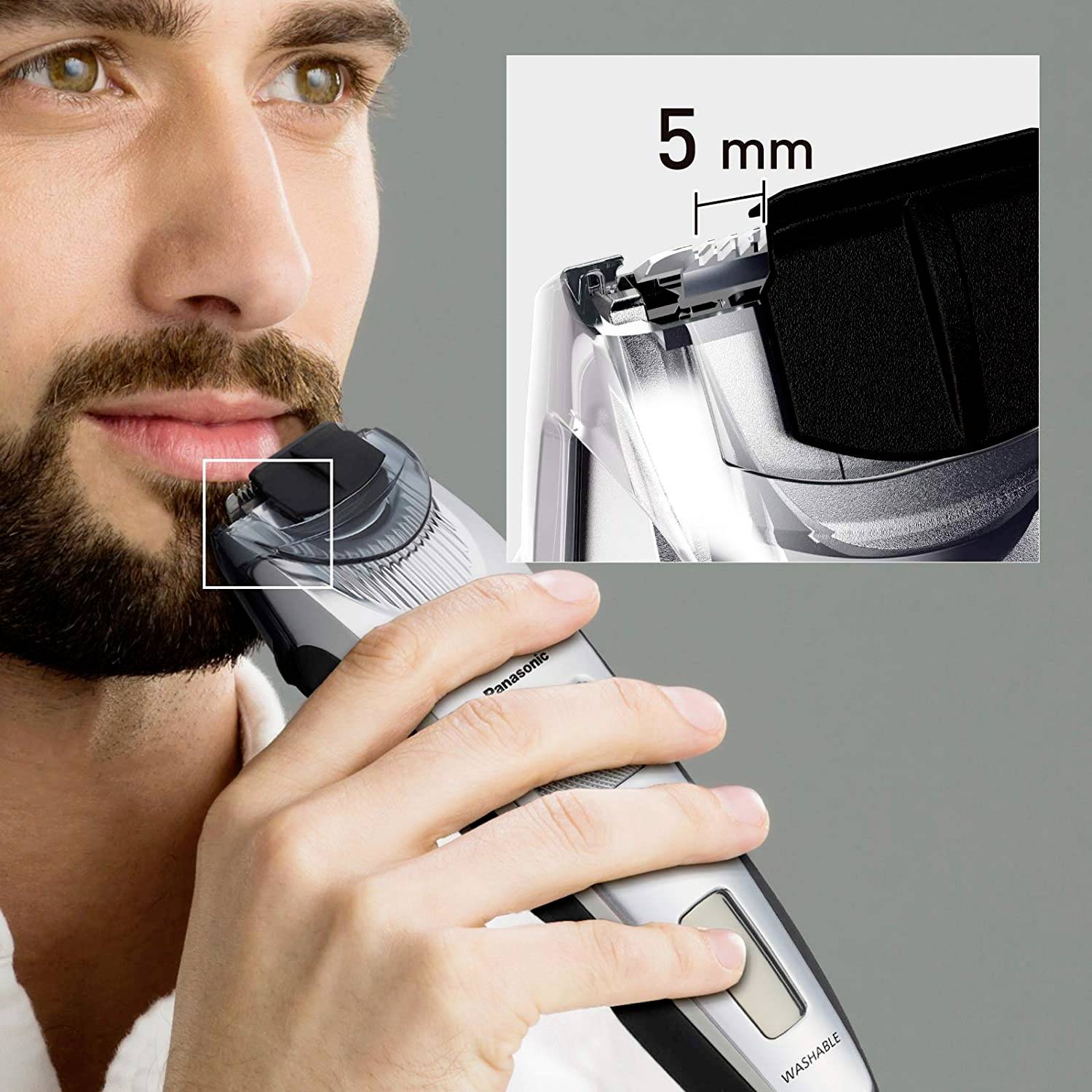 Panasonic ER-SB60 Bartschneider abwaschbar Silber, Schwarz