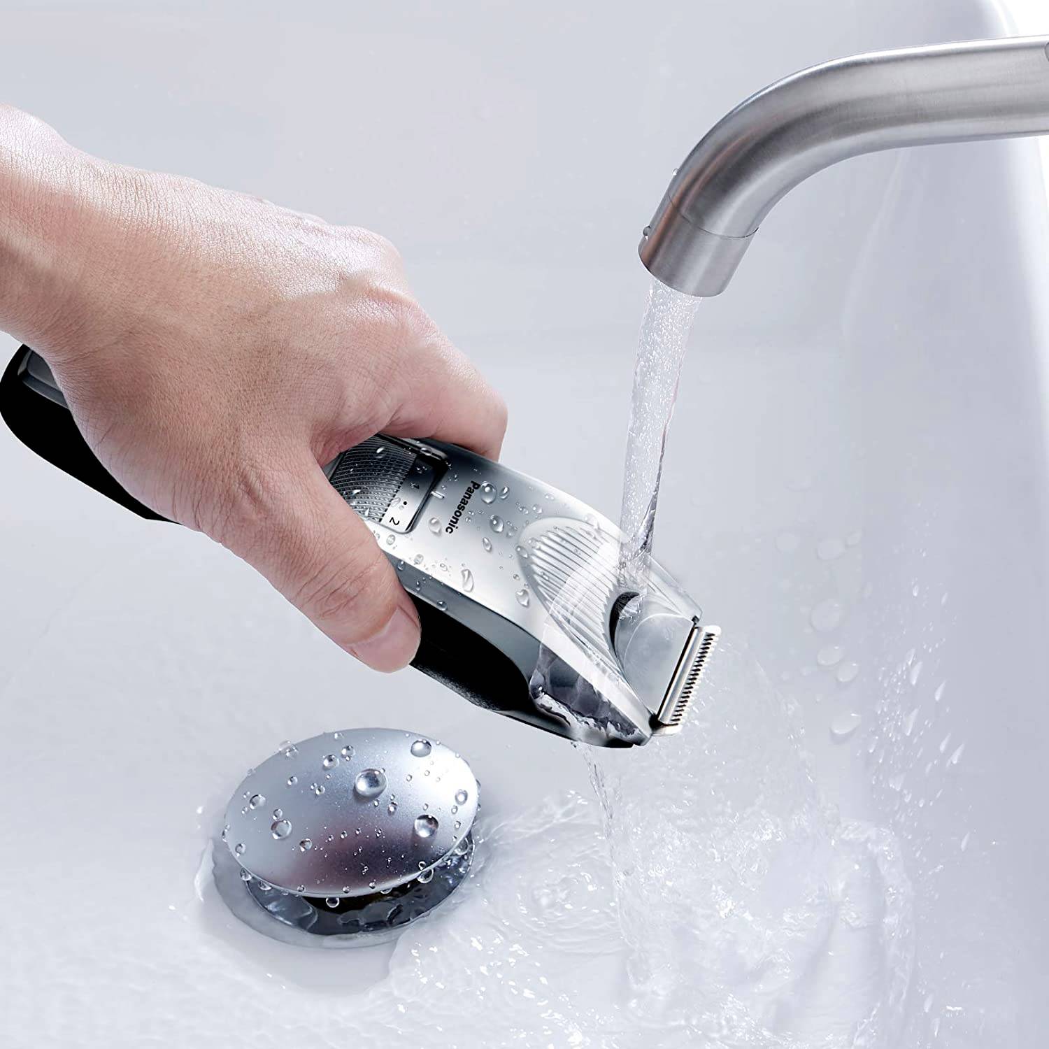 Panasonic ER-SB60 Bartschneider abwaschbar Silber, Schwarz