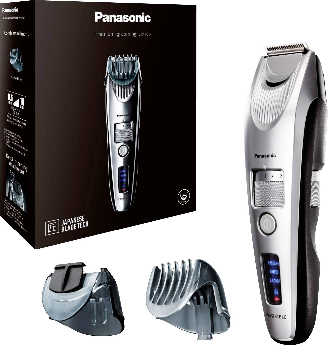 Panasonic ER-SB60 Bartschneider abwaschbar Silber, Schwarz