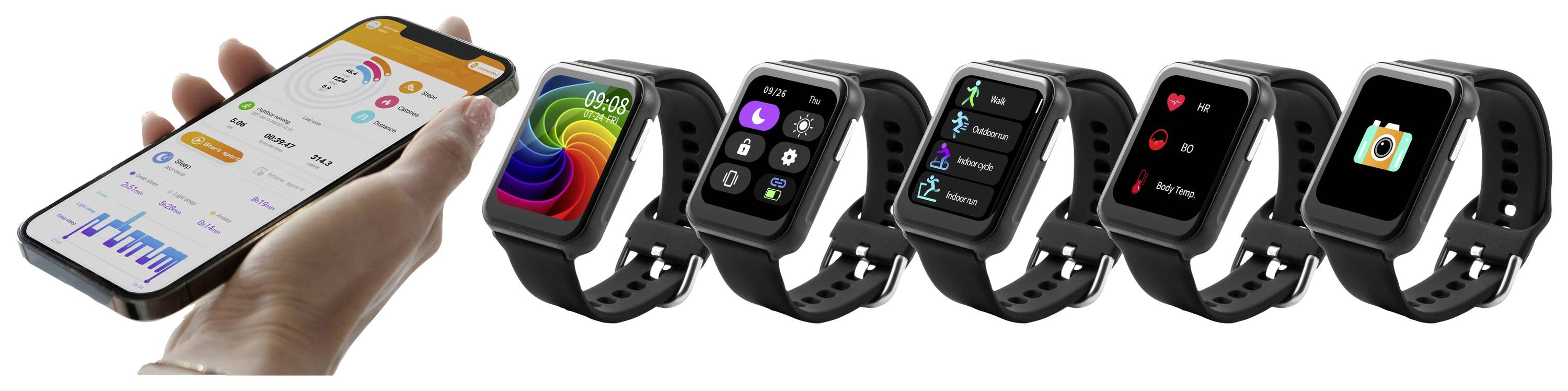 Technaxx Smartwatch TX-SW7HR Schwarz