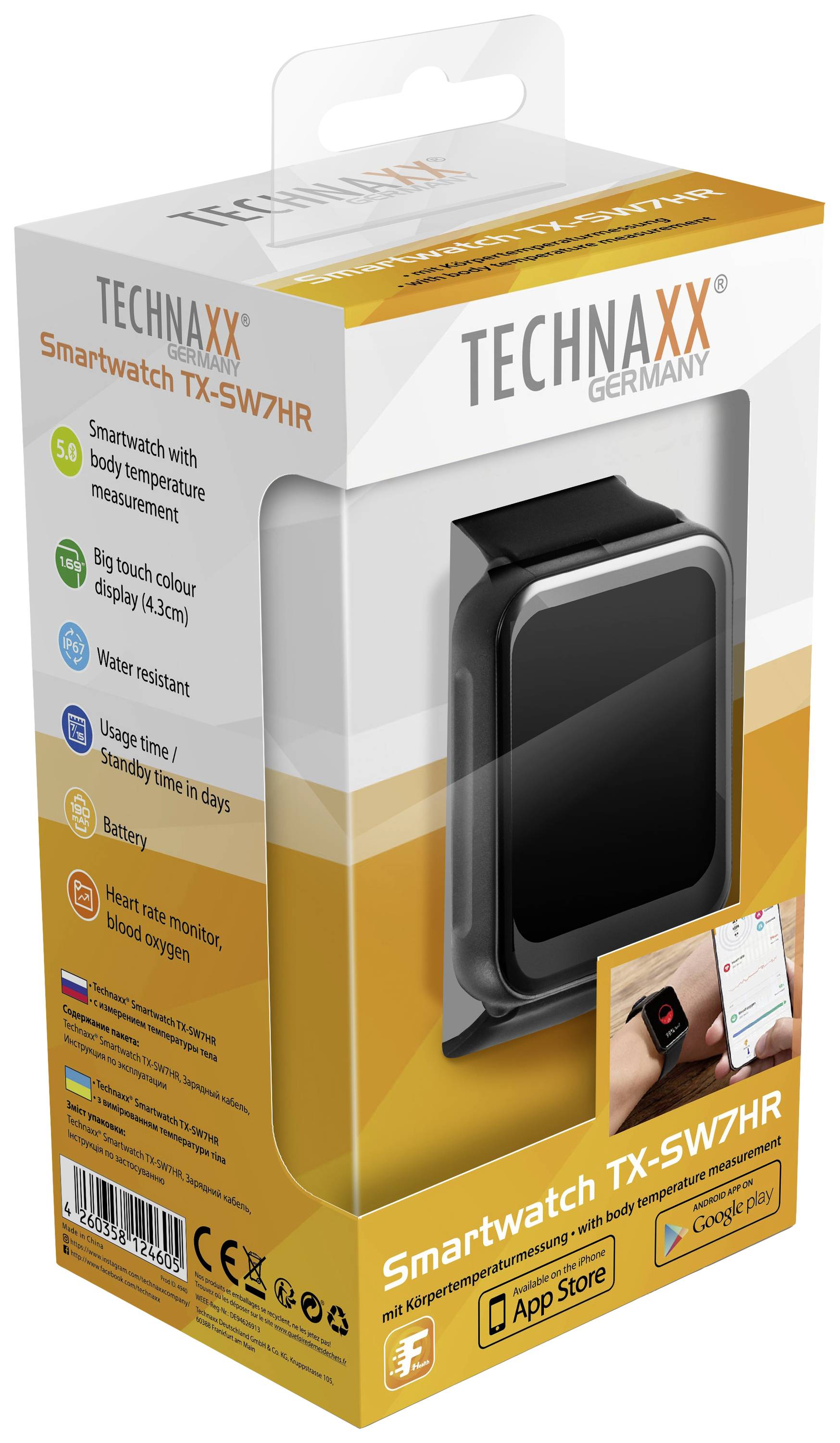Technaxx Smartwatch TX-SW7HR Schwarz
