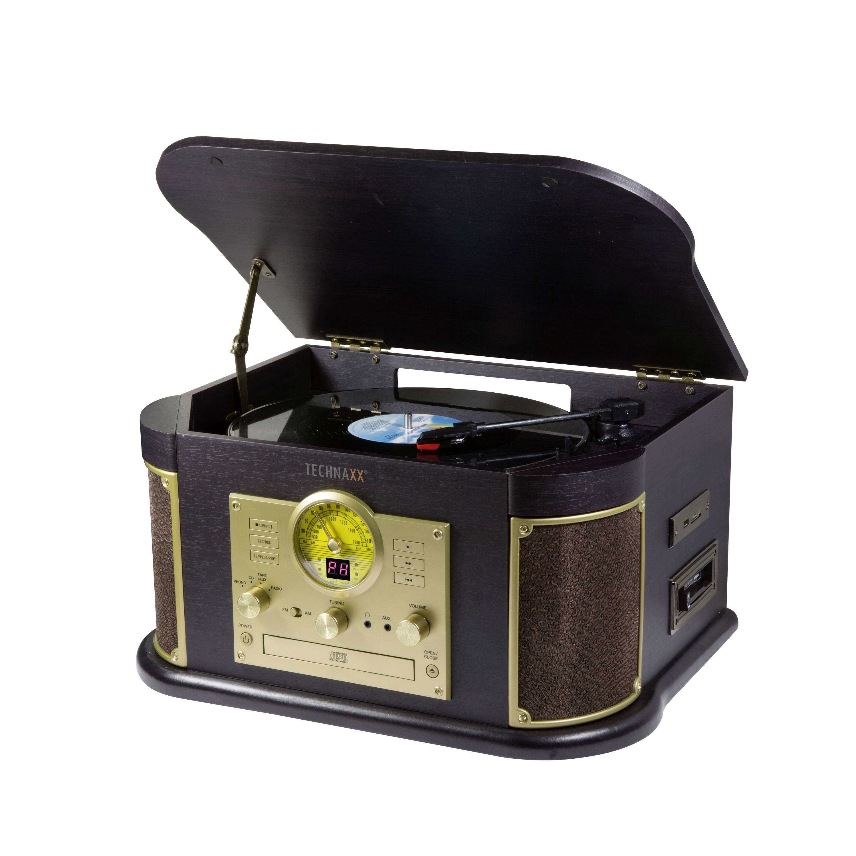 Technaxx TX-103 USB-Plattenspieler Riemenantrieb Braun-antik
