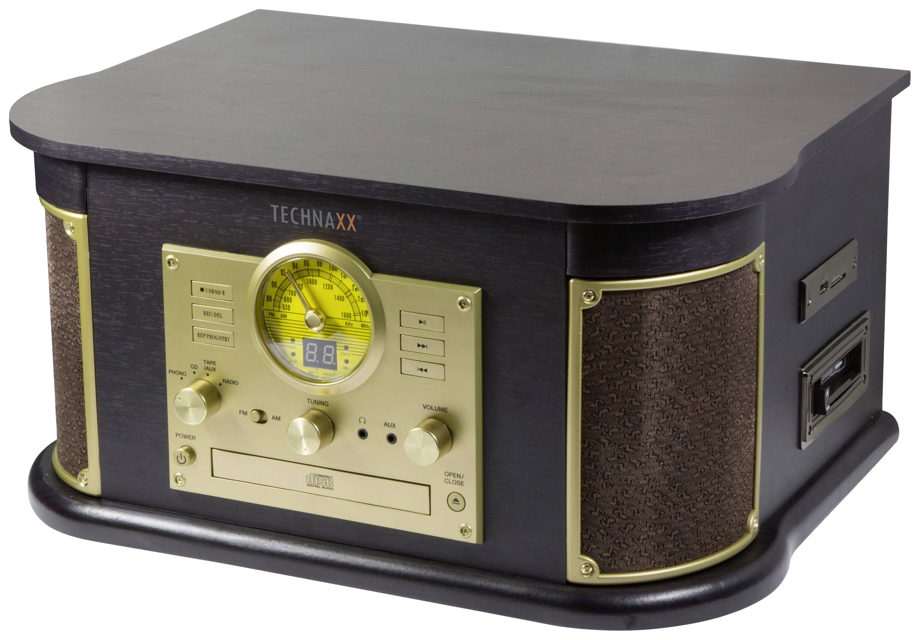 Technaxx TX-103 USB-Plattenspieler Riemenantrieb Braun-antik