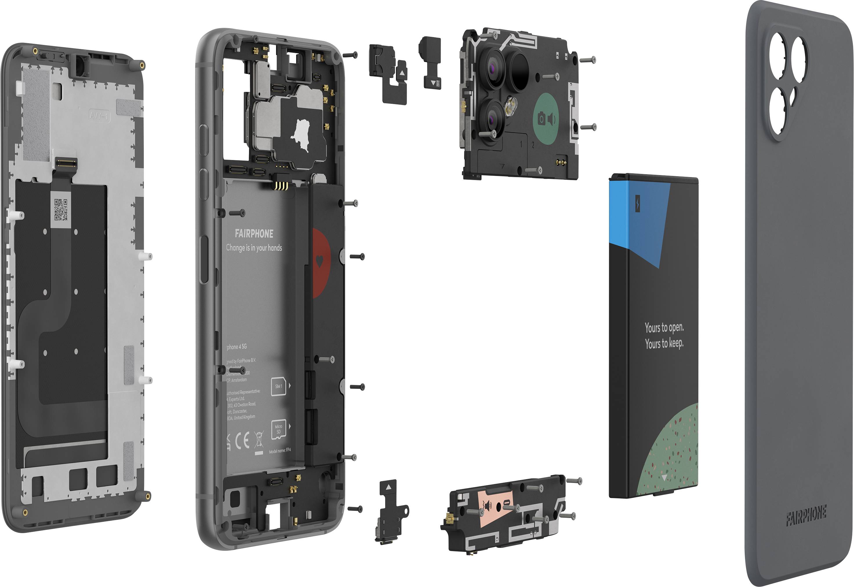 Fairphone Fairphone 4 128 GB Grau 16 cm (6.3 Zoll) Smartphone
